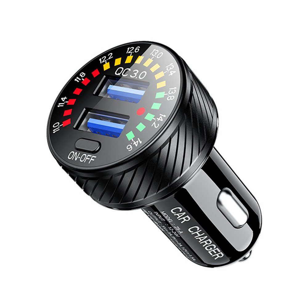 TUWENA Zigarettenanzünder USB Adapter, Dual QC3.0 Port Auto Ladegerät 36W 3A Adapter, Schnellladung mit Voltmeter LED Licht Schalter für Phone Camera usw.