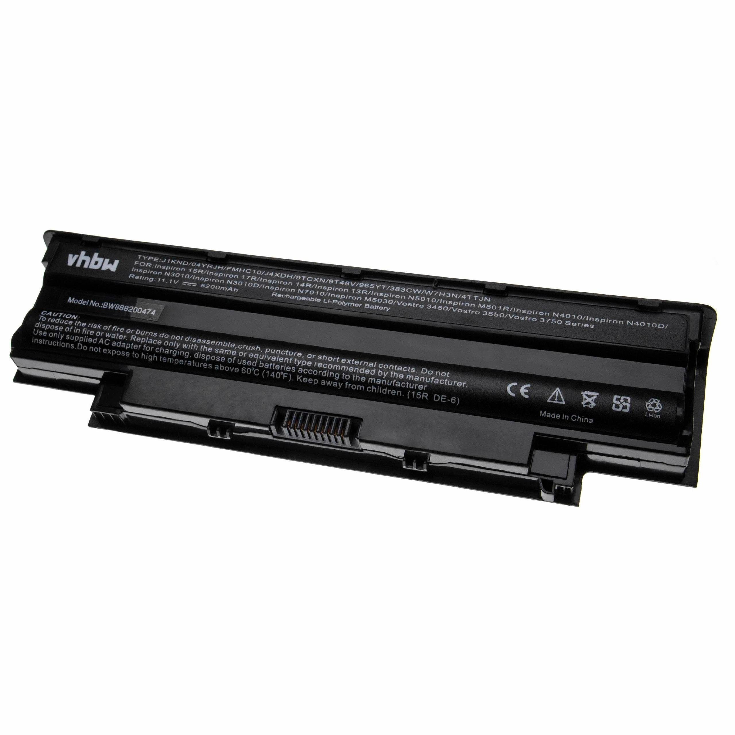 Laptop-Akku 5200 mAh passend Inspiron 5010-D330, Dell 15R 5010-D370HK, vhbw 15R, 15R 15R für