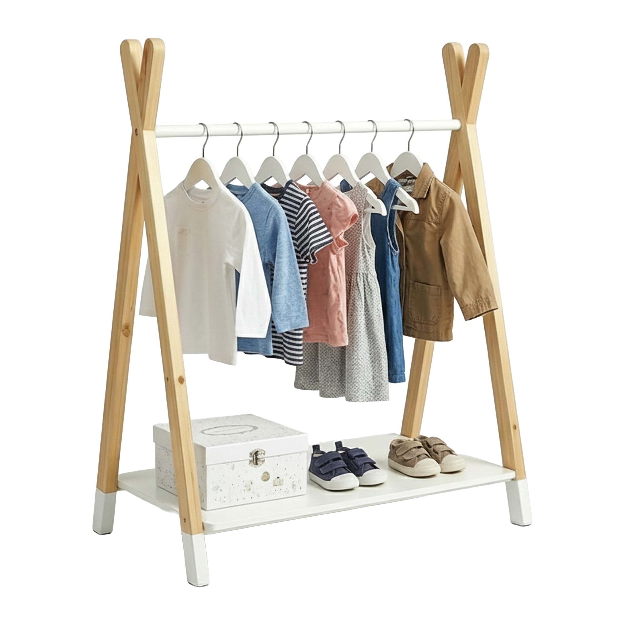 relaxdays Kleiderständer Kinder-Kleiderständer aus Holz