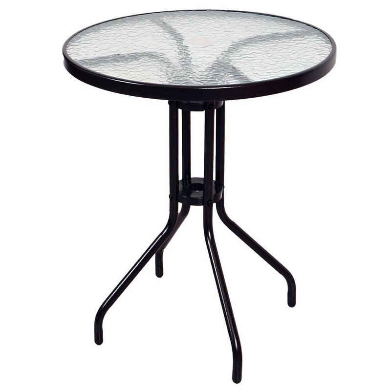 VCM Gartentisch Bistro Tisch mit Glasplatte