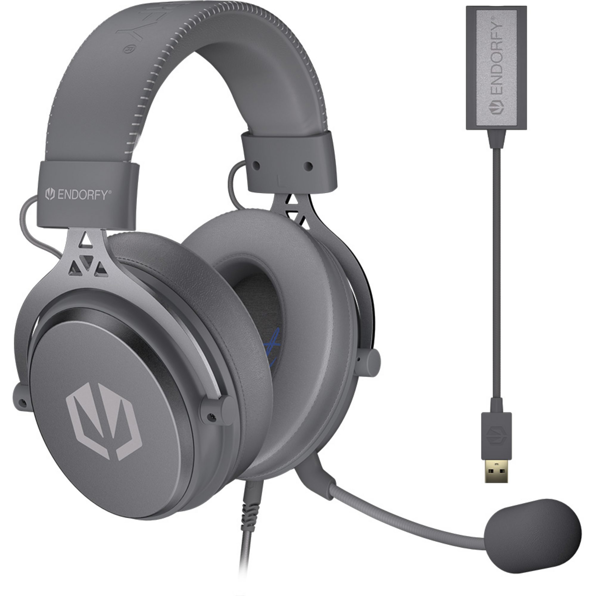 ENDORFY ENDORFY VIRO Plus USB Alt Gray, Gaming-Headset, (USB-A, 3.5 mm Klinke Headset (Memory-Schaum-Ohrpolster, Integrierte Kabelfernbedienung, Stabiler Rahmen)