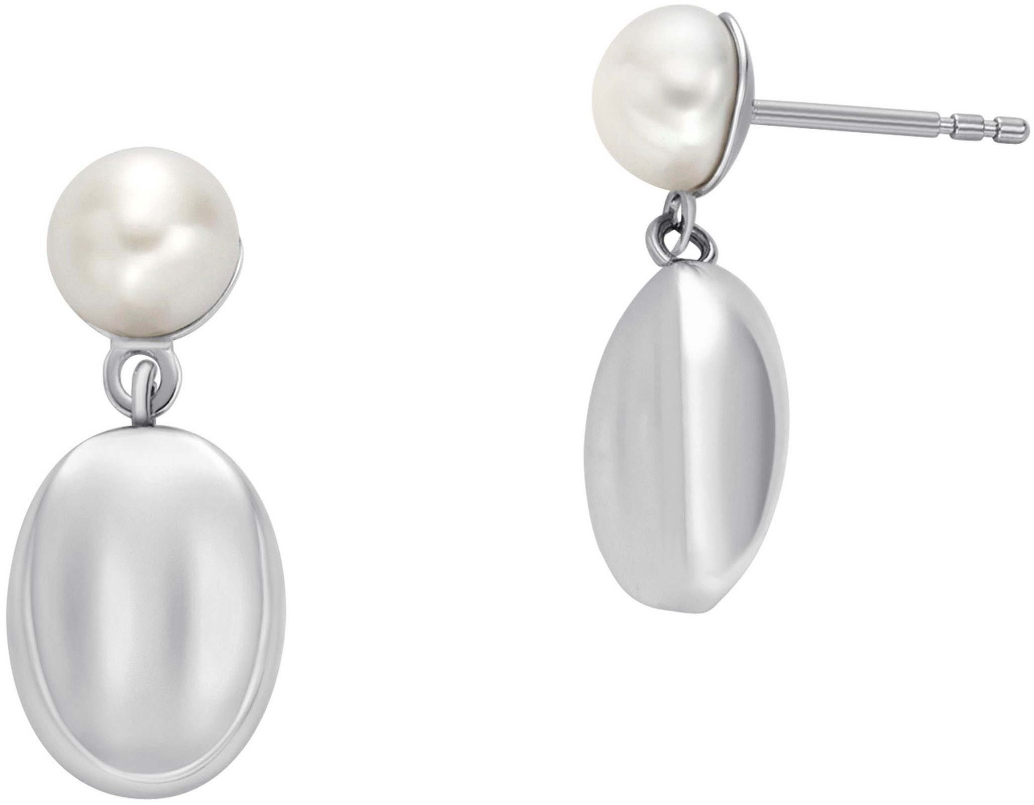 Skagen Paar Ohrstecker Schmuck Geschenk Edelstahl Ohrringe AGNETHE PEARL PEBBLE, SKJ1835040, mit Süßwasserzuchtperle