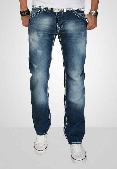 Alessandro Salvarini Straight-Jeans ASRigio mit auffälligen dicken Nähten