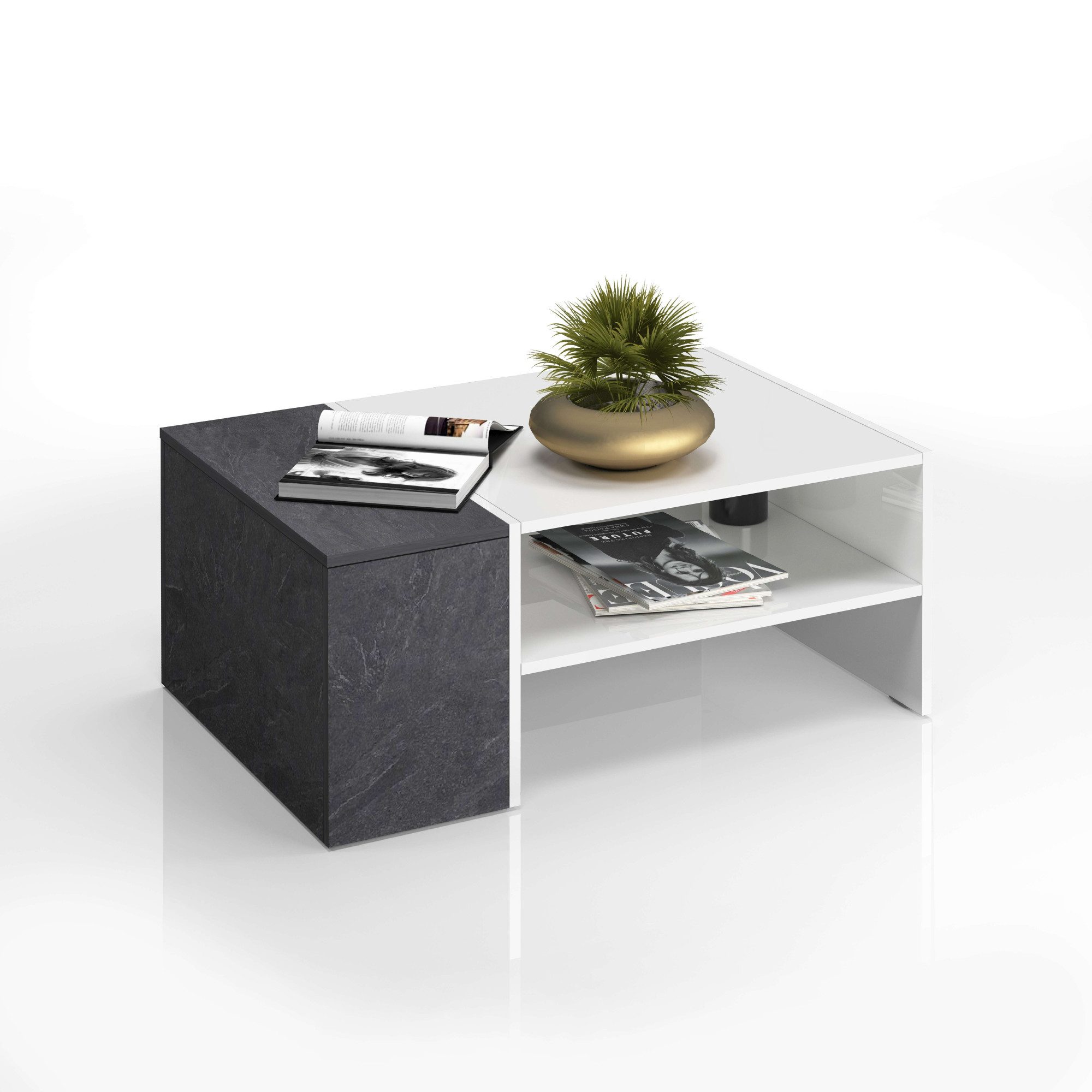Home affaire Couchtisch Coro, Couchtisch, Couchtisch mit seitlichem Stauraum,Sofatisch, Länge 90 cm, mit zwei Ablagefächern davon eines geschlossen
