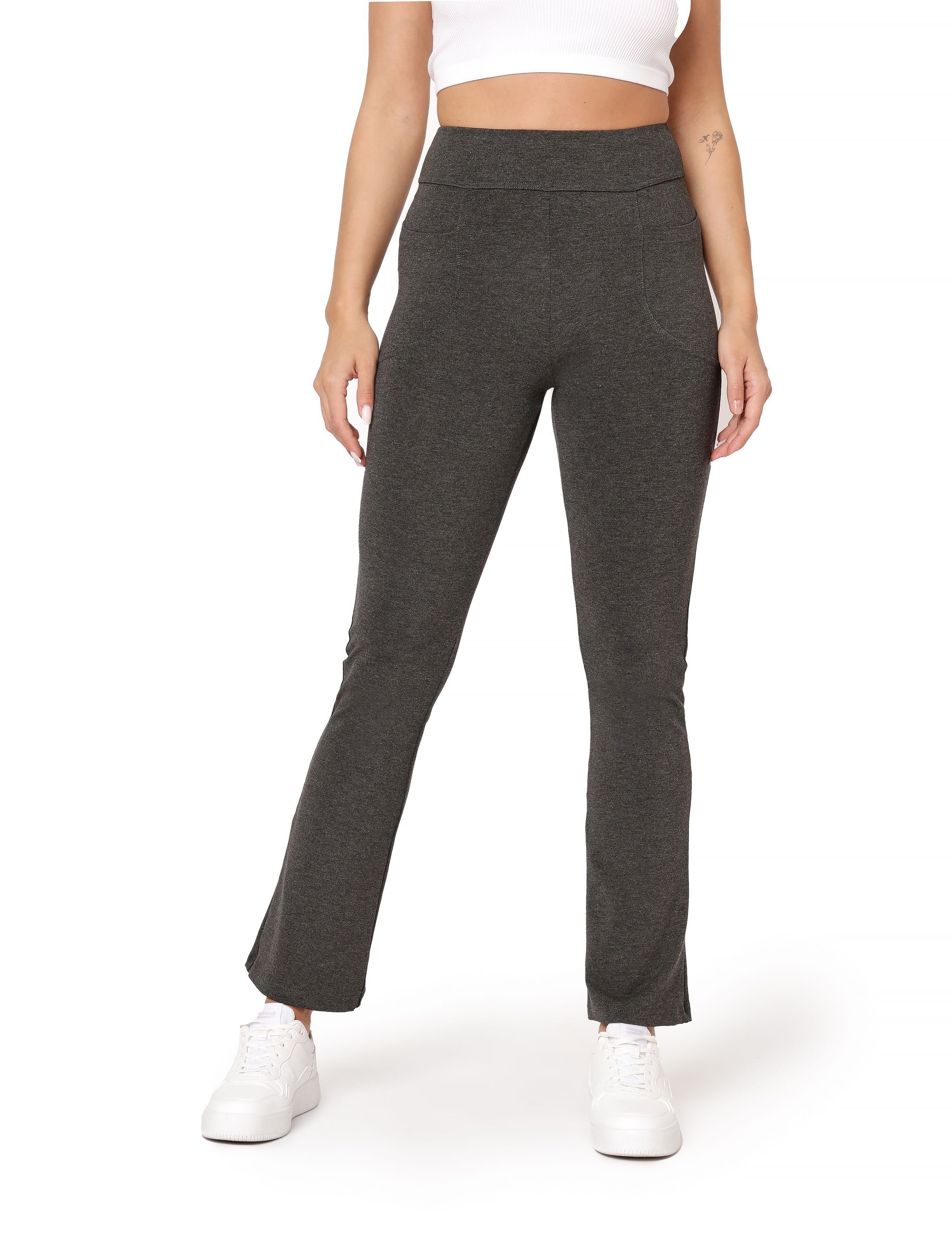Bellivalini Leggings Yogahose für Damen Hose mit zwei Taschen BLV50-282 (1-tlg) elastischer Bund Dunkelmelange