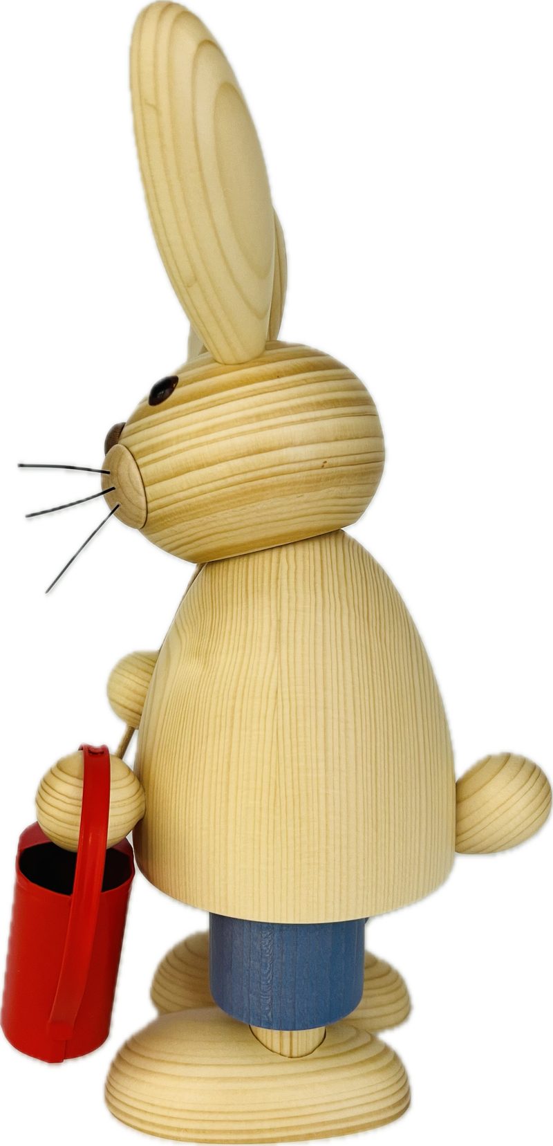 Richard Glaesser Osterhase Gärtner natur mit Gießkanne und Rechen (32cm), Handwerkskunst original Erzgebirge