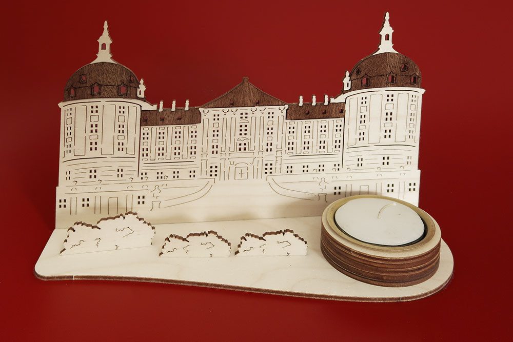 DeColibri Teelichthalter Teelichthalter Dresden Schloss Moritzburg Schwibbogen - Holzkunst (Packung), Holzkunst aus Sachsen, für Teelichte geeignet