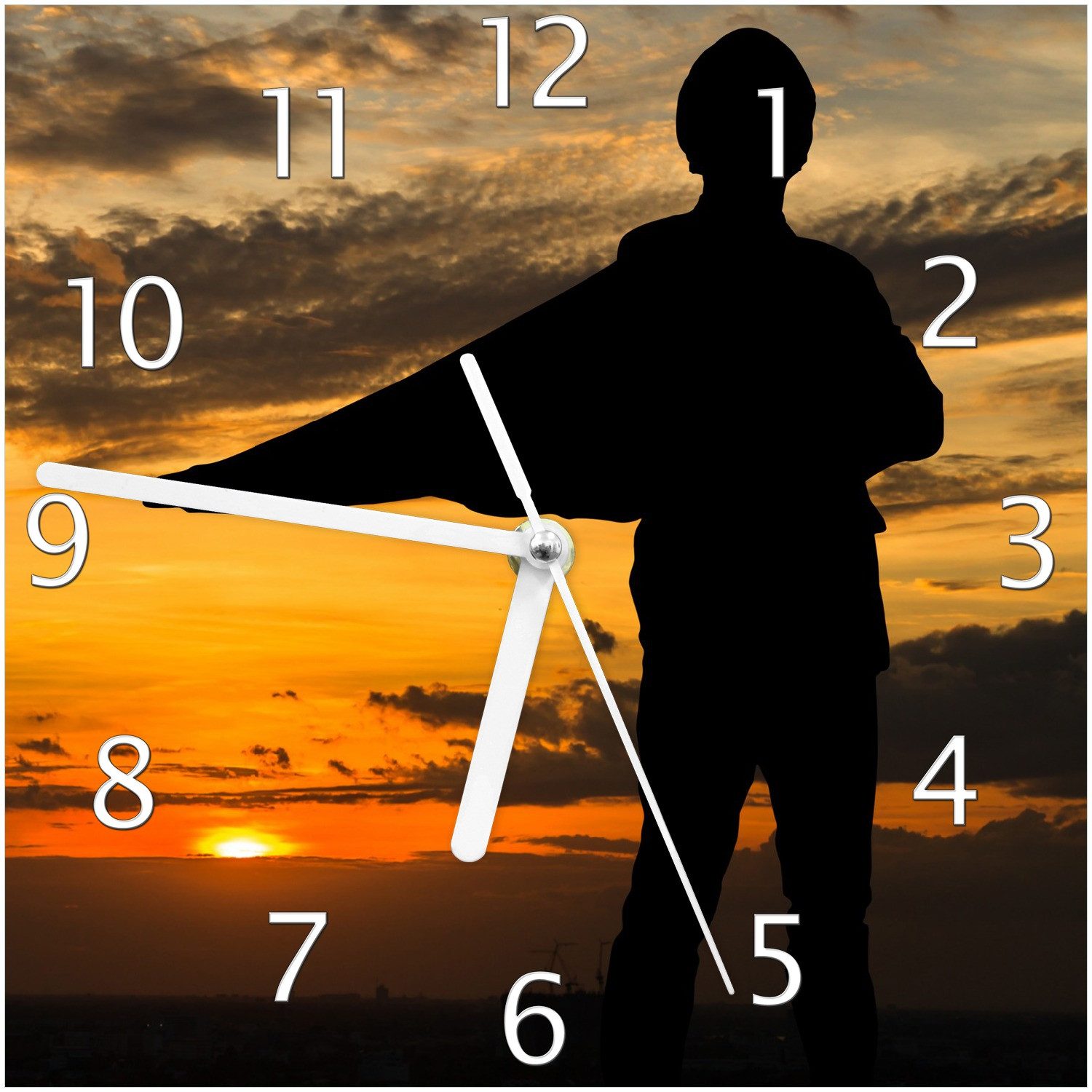 Wallario Wanduhr Schatten eines Helden (Glasuhr)