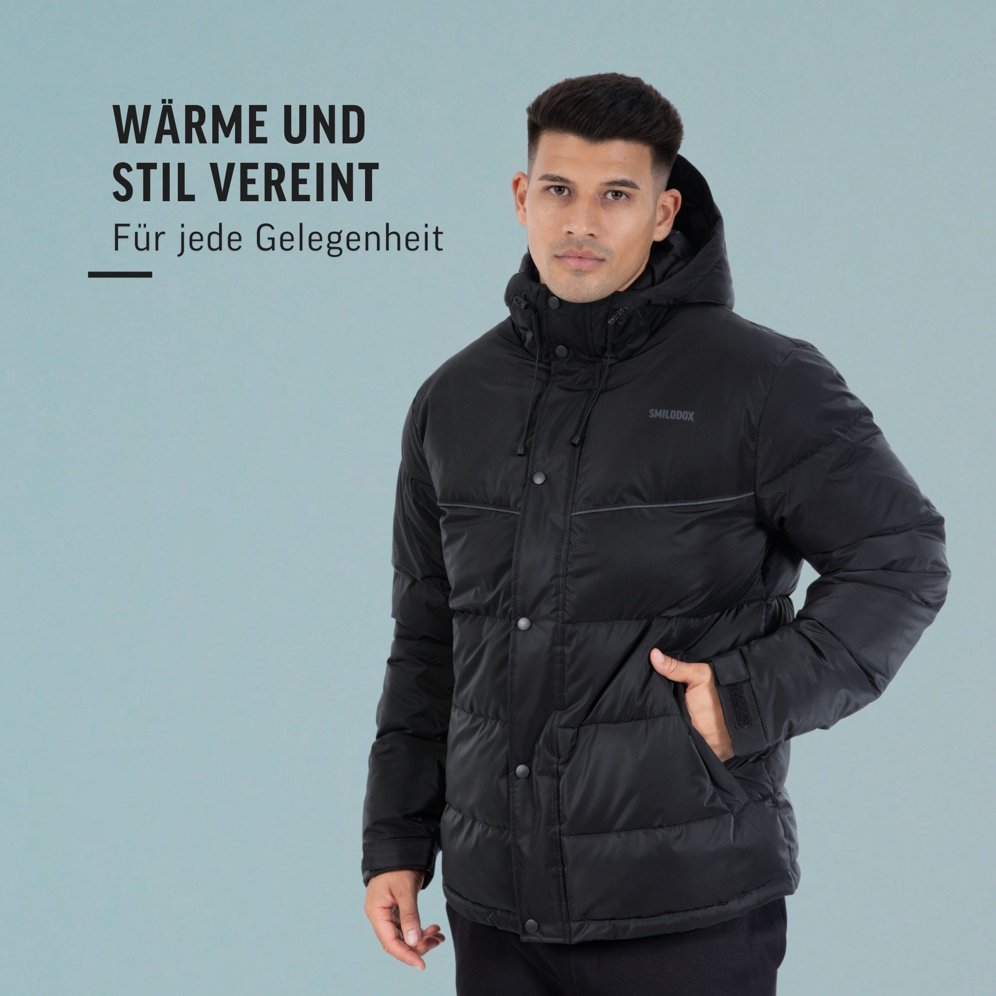 Smilodox Winterjacke Ritmo, Wasserabweisende Steppjacke, Ideal für kalte & nasse Tage Regular Fit Regenjacke Kapuze Taschen Wind Breaker Outdoor Winter