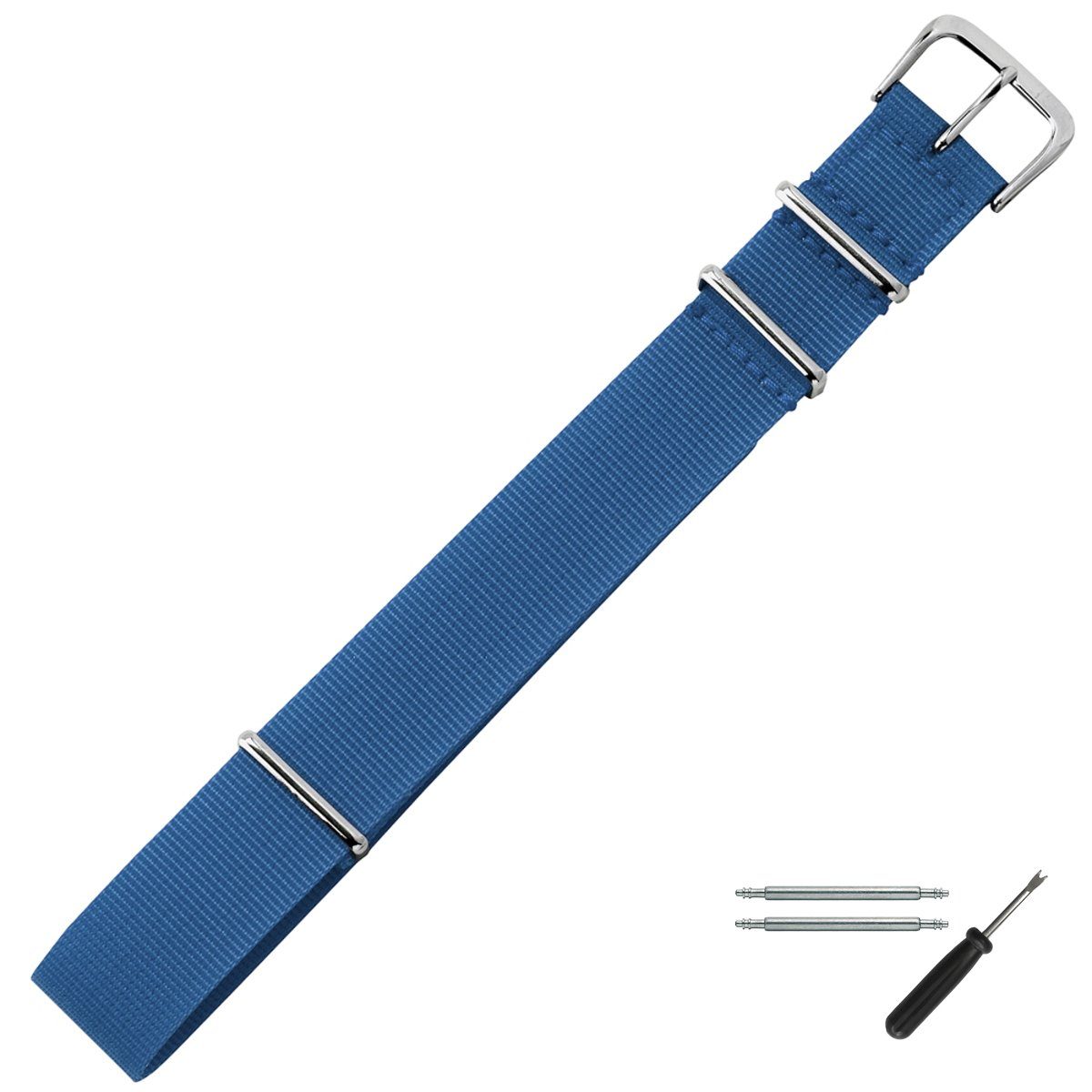 MARBURGER Uhrenarmband 18mm Textil Perlon Blau günstig online kaufen