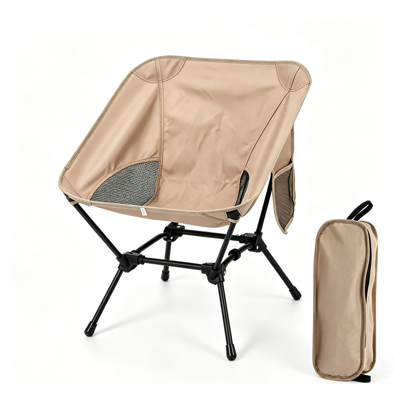 Luckice Klappstuhl Faltstuhl, ultraleichte tragbare Campingstühle, 120 kg (Set), Angelstuhl mit Seitentaschen, für Picknick, Outdoor