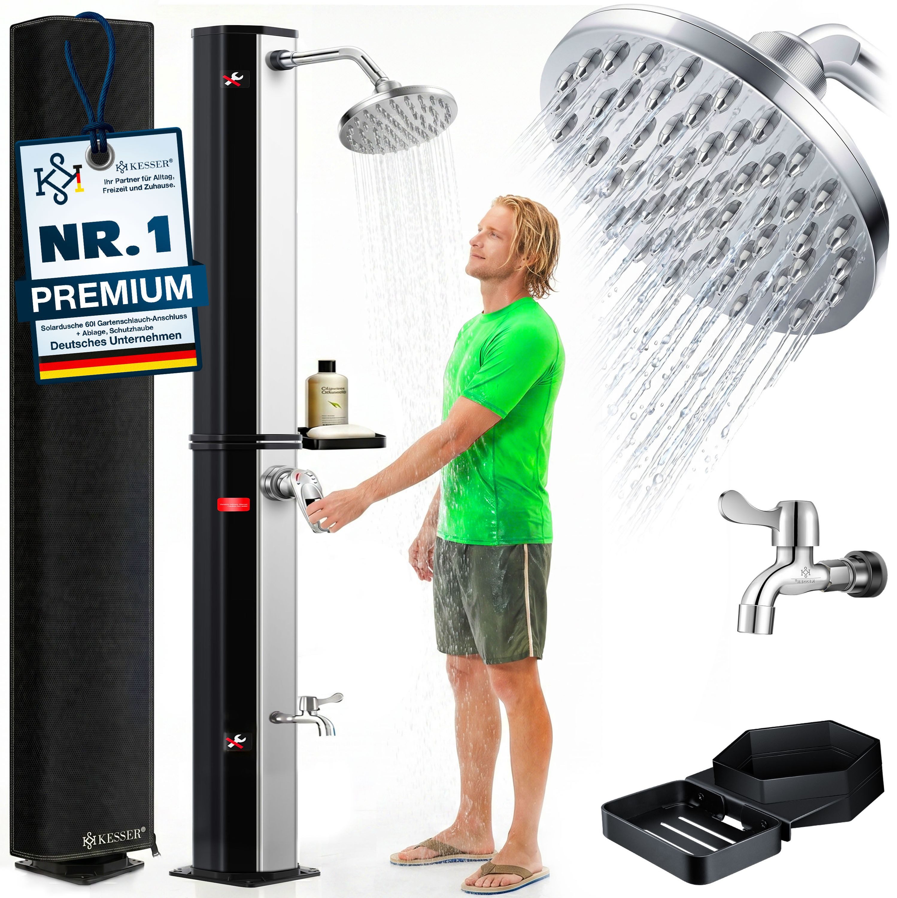 KESSER Solardusche, Solardusche 40- 60 Liter Solar Gartendusche warmes Wasser