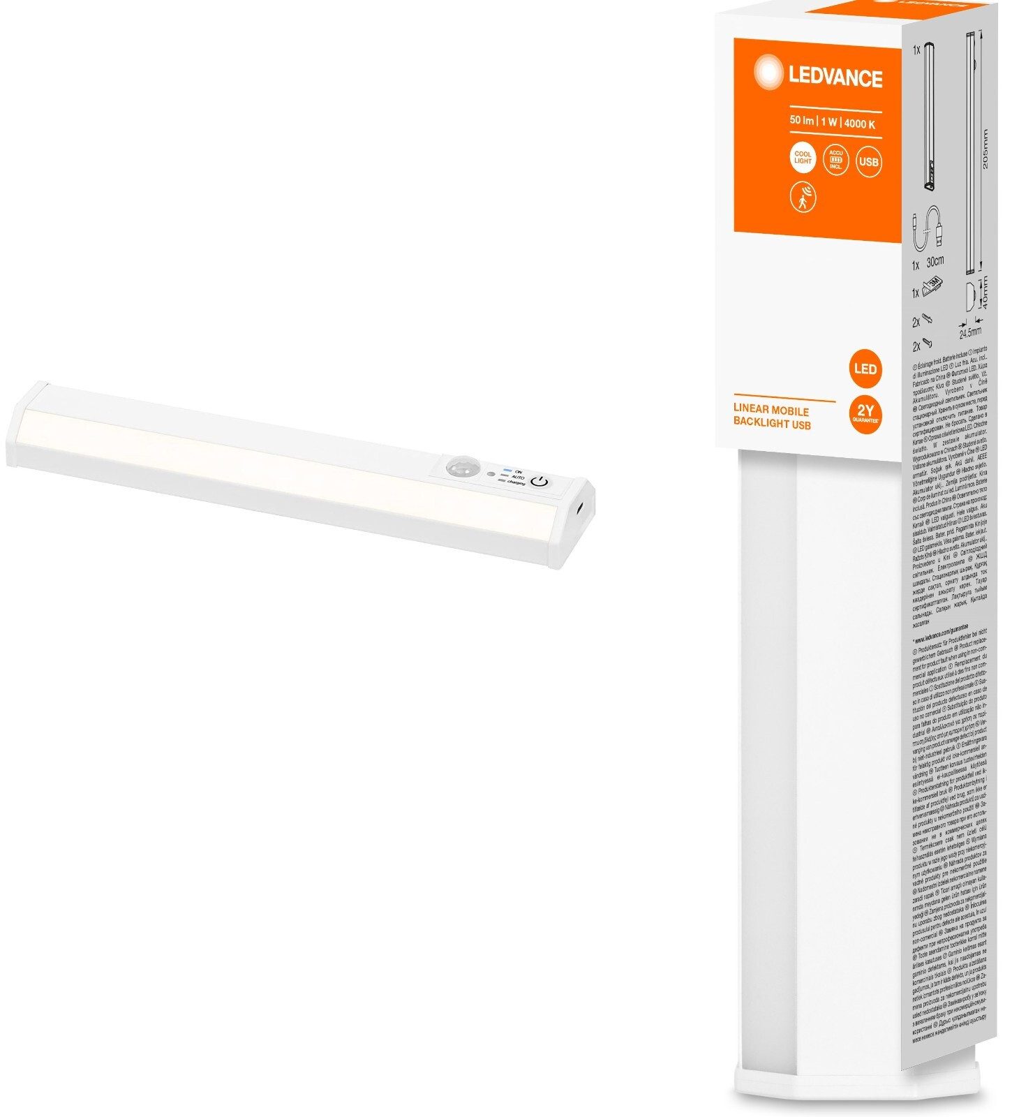 Ledvance LED-Leuchte T LED Unterbauleuchte Sensor 20 cm Akku Lichtleiste Küche Schrank, 20cm Lichtband Leuchte