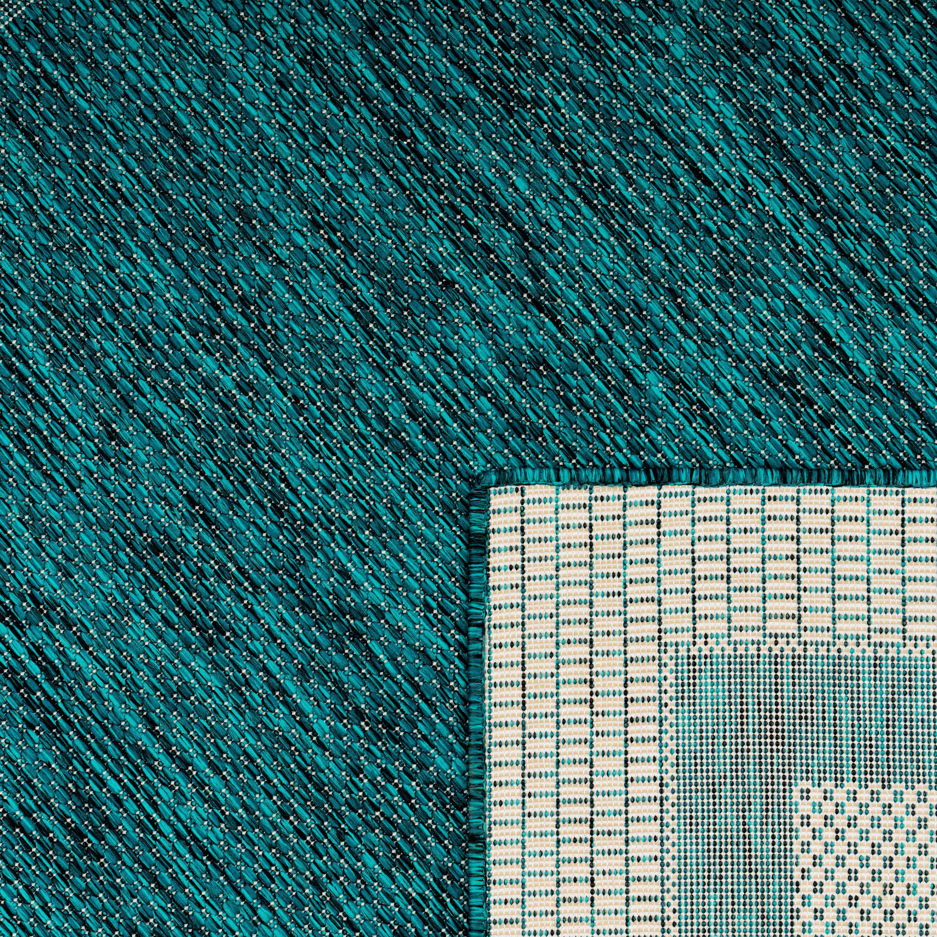 Teppich Roma 272, und dezenter mit meliert, Home, geeignet Outdoor Paco Flachgewebe, Bordüre, 4 türkis mm, Höhe: In- rechteckig