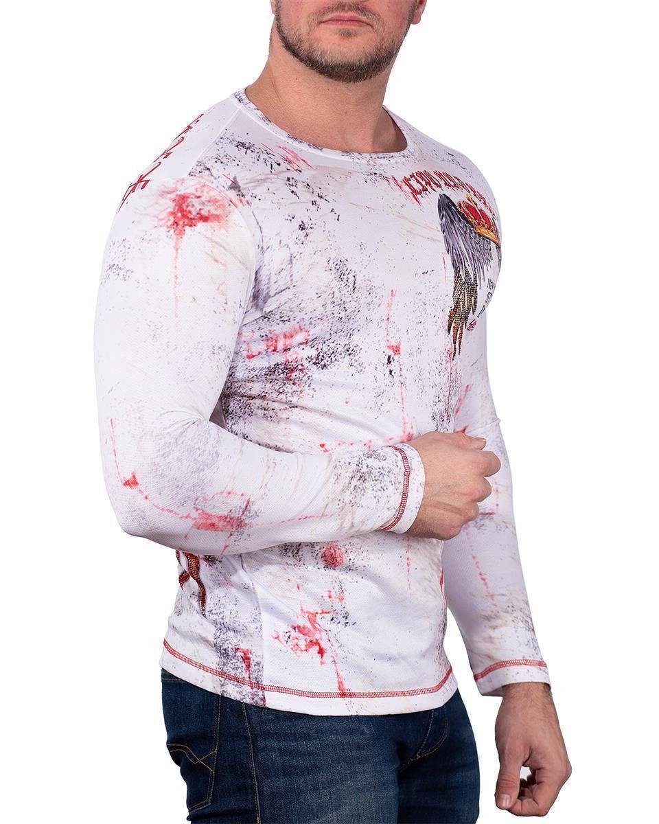 Cipo & Baxx Longsleeve Herren Regular Fit Pullover BA-CL497 mit Farbklecksen und Logo
