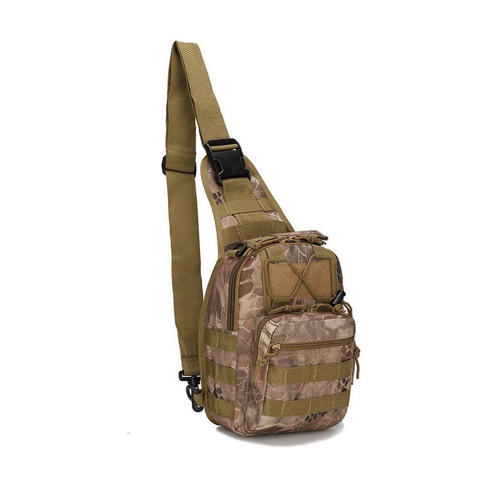 MC Star Brustbeutel Herren Militärische taktische Schultertasche Umhängetasche (mit MOLLE, Klettverschluss), wasserabstoßend kratzfest für Outdoor-Sportarten khaki