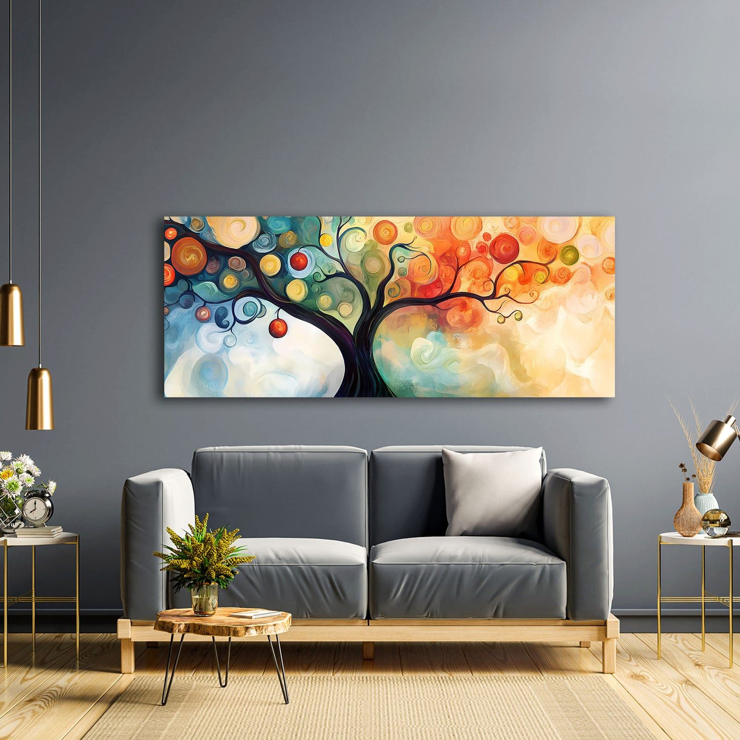 Artedinoi Leinwandbild Abstrakt Baum Farbverlauf Herbst Leinwandbild Wandbild Kunstdruck XL W