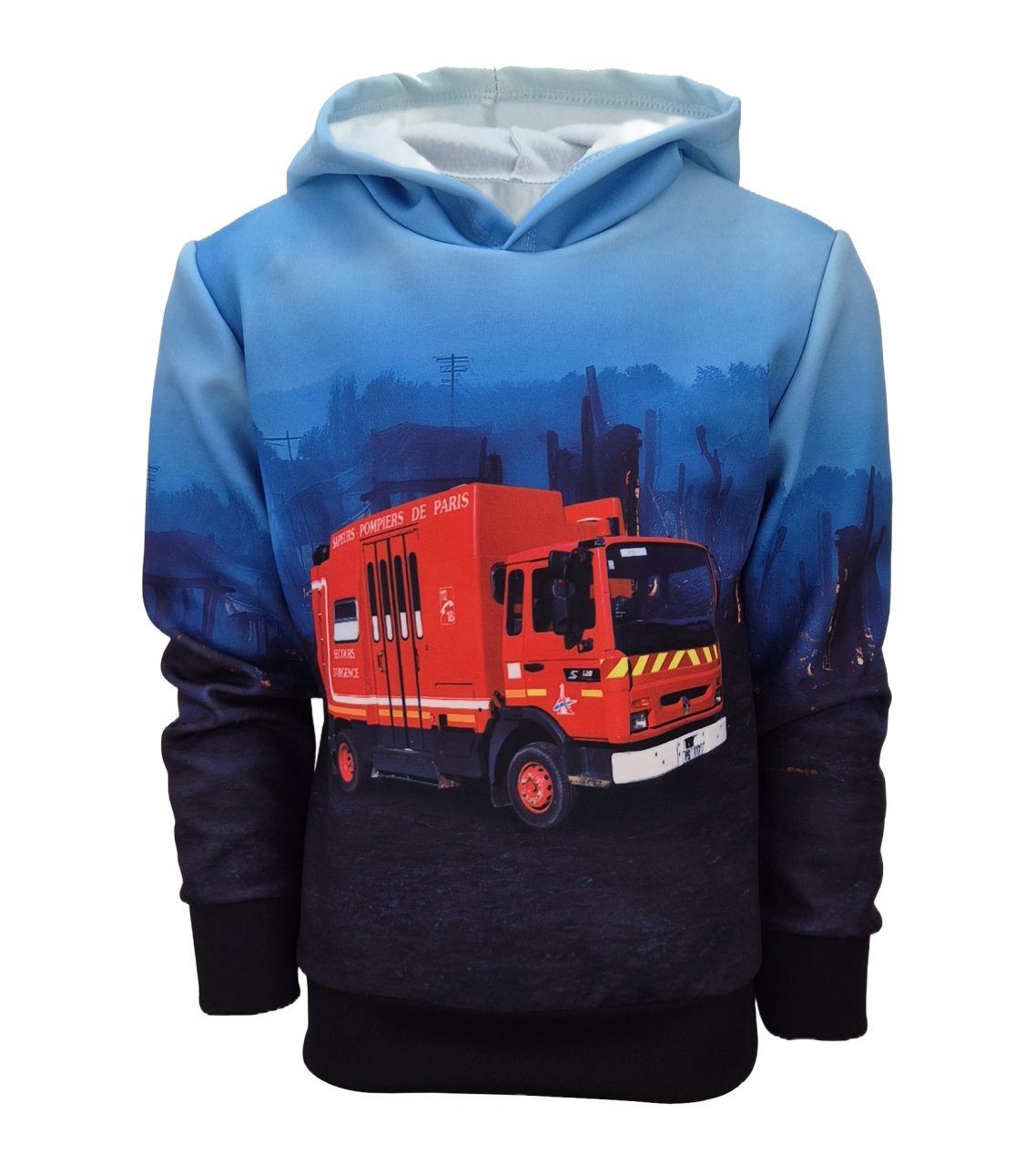 Fashion Boy Kapuzensweatshirt Sweatshirt Langarm-Shirt mit Feuerwehr Druck JSf
