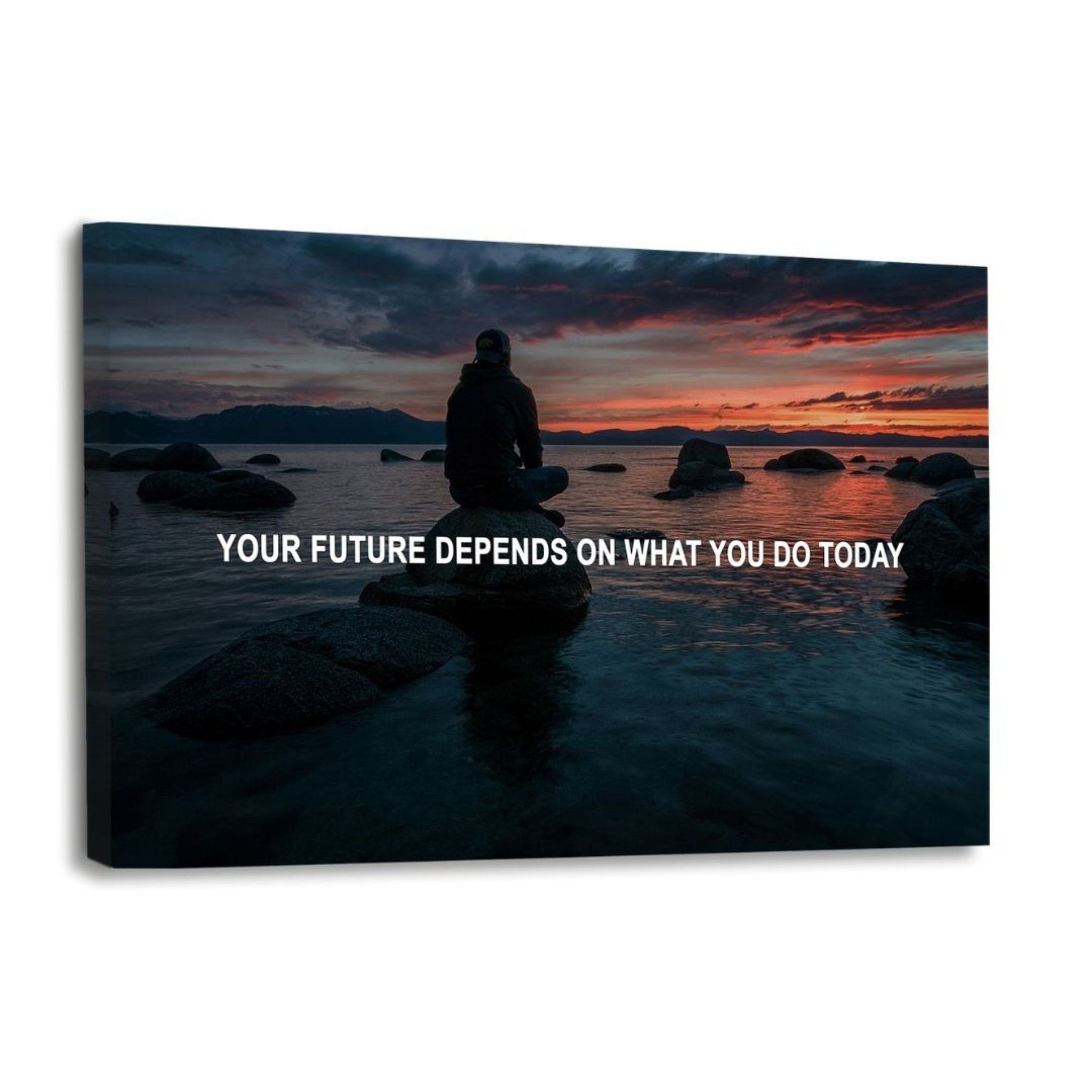 Hustling Sharks Leinwandbild Motivationsbild für Erfolg als XXL Leinwandbild "Your Future", in 7 unterschiedlichen Größen verfügbar
