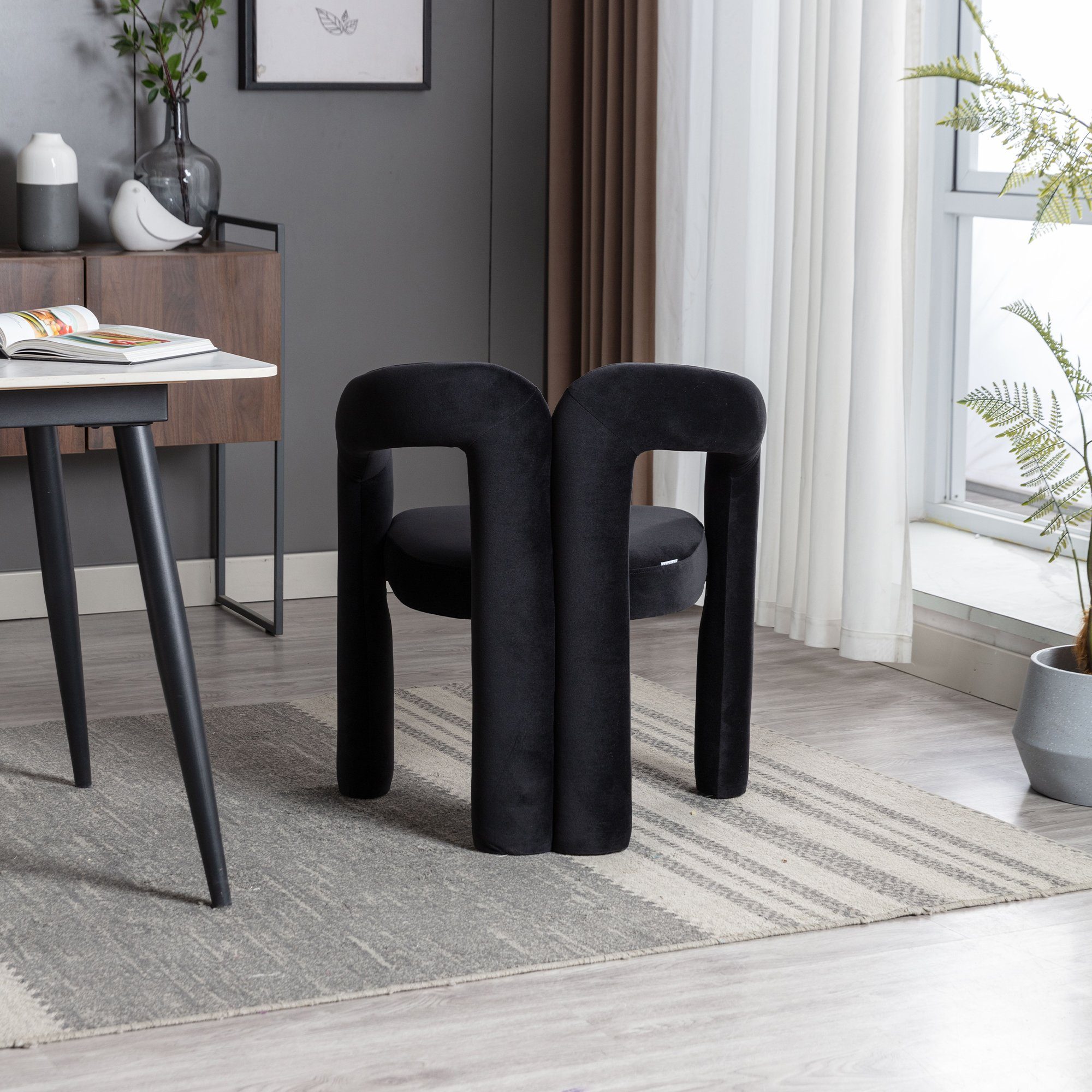 Merax Esszimmerstuhl aus Samt (2 St), Küchenstuhl,Polsterstuhl,Wohnzimmerstuhl Sessel mit Armlehne