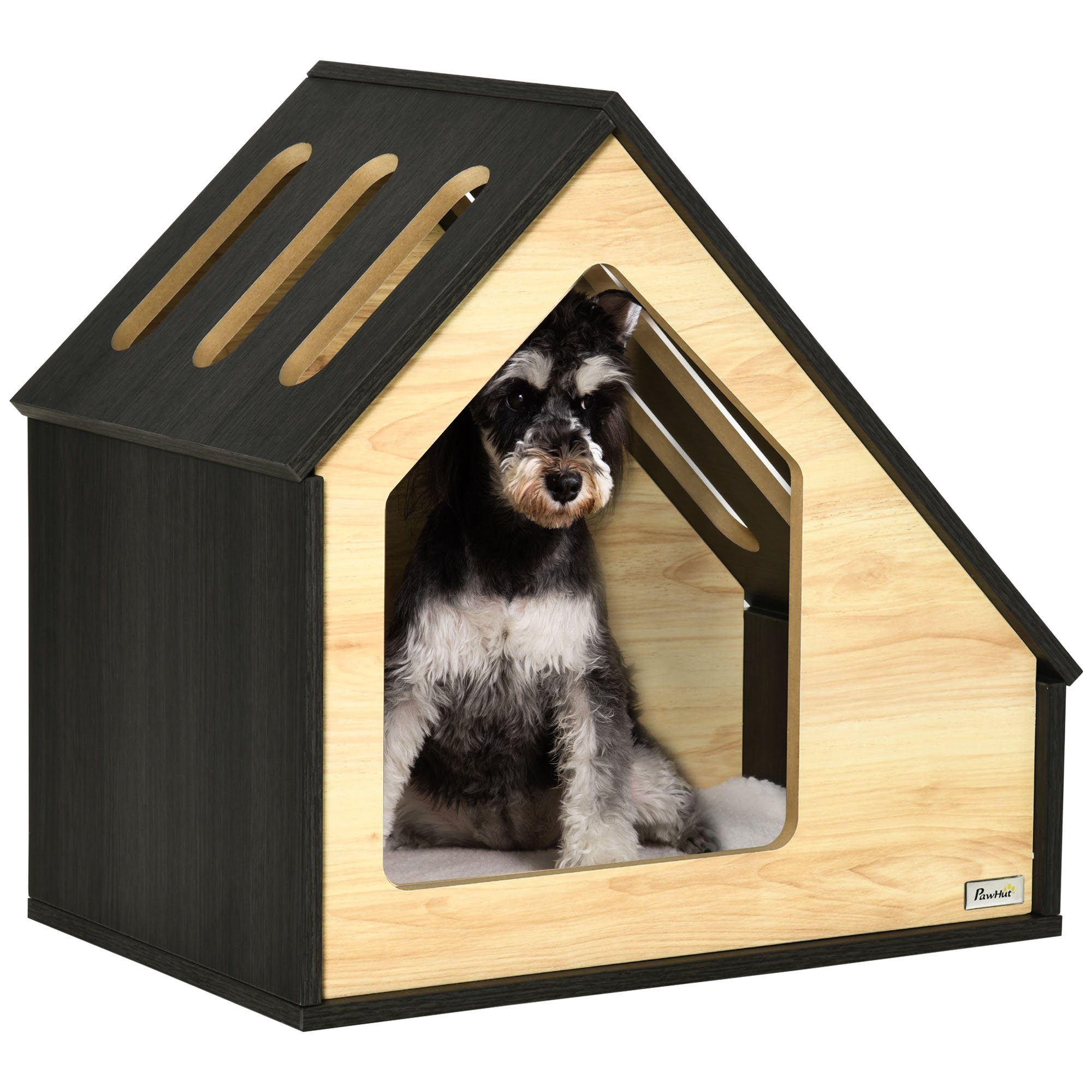 PawHut Hundehütte Hundeschlafplatz mit Kissen Hundehöhle mit schrägem Dach, 60B x 40T x 59.2H cm