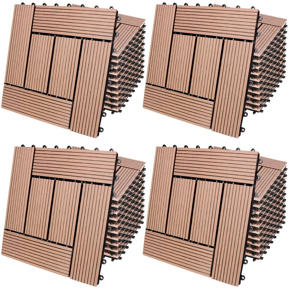 Casaria Holzfliesen 44x Mosaik Terrakotta, Terrassenfliesen günstig online kaufen