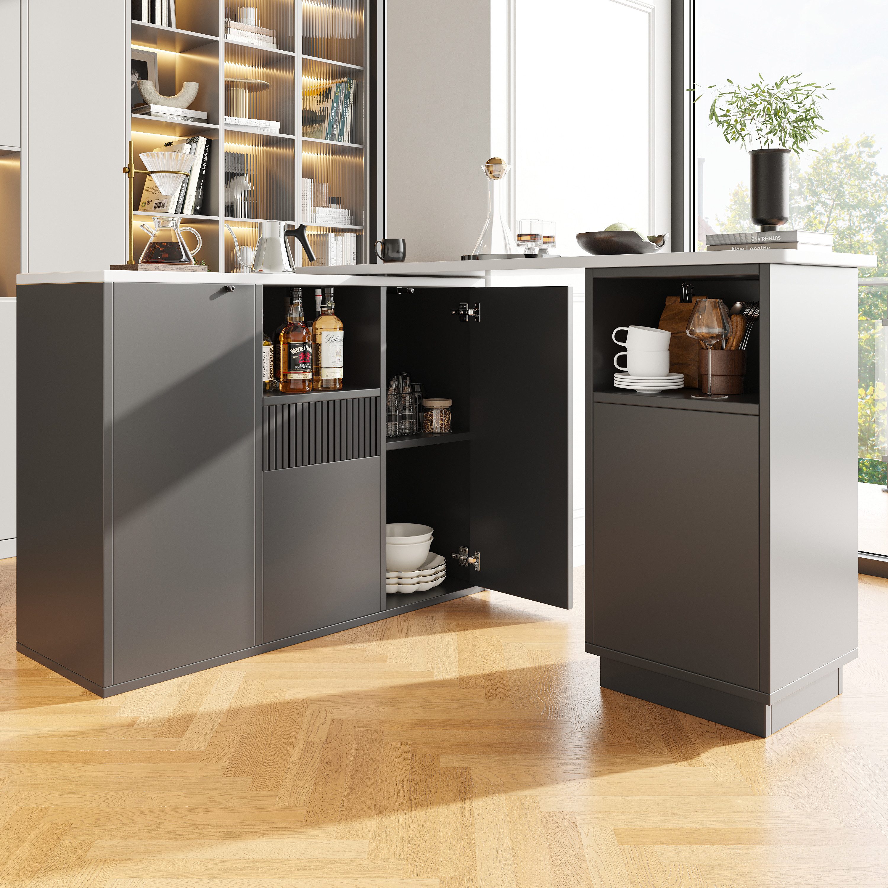 Flieks Bartisch 360° drehbar Essbar(90–198,5x30x75 cm) günstig online kaufen
