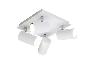 meineWunschleuchte LED Deckenstrahler, Dimmfunktion, LED wechselbar, Warmweiß, kleine Decken-lampe innen viereckig Lichtspots schwenkbar, Weiß Ø24cm