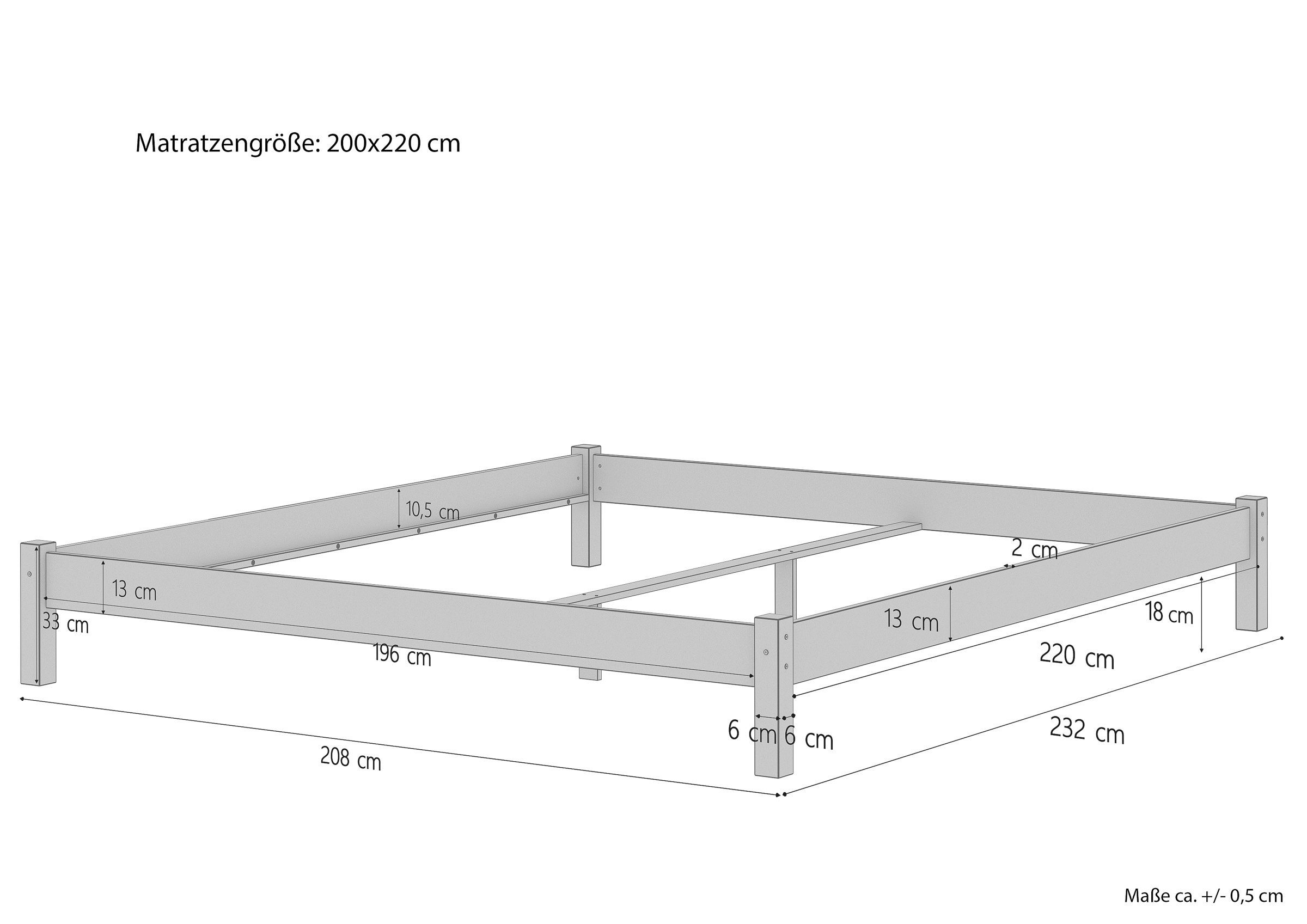 Buchefarblos lackiert Doppelbett ERST-HOLZ Buche Bett 200x220, Ehebett Kingsize-Bett massiv