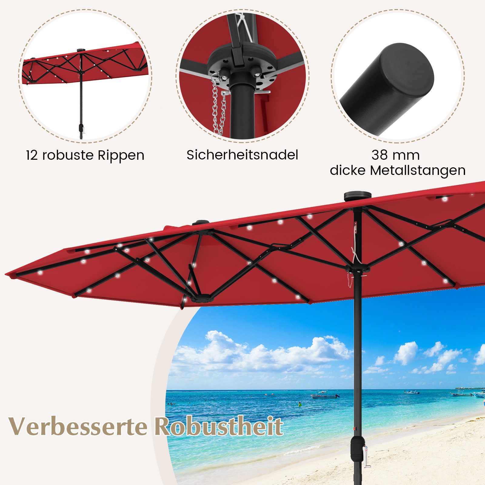 COSTWAY Sonnenschirm, 400 x 200 cm, günstig online kaufen