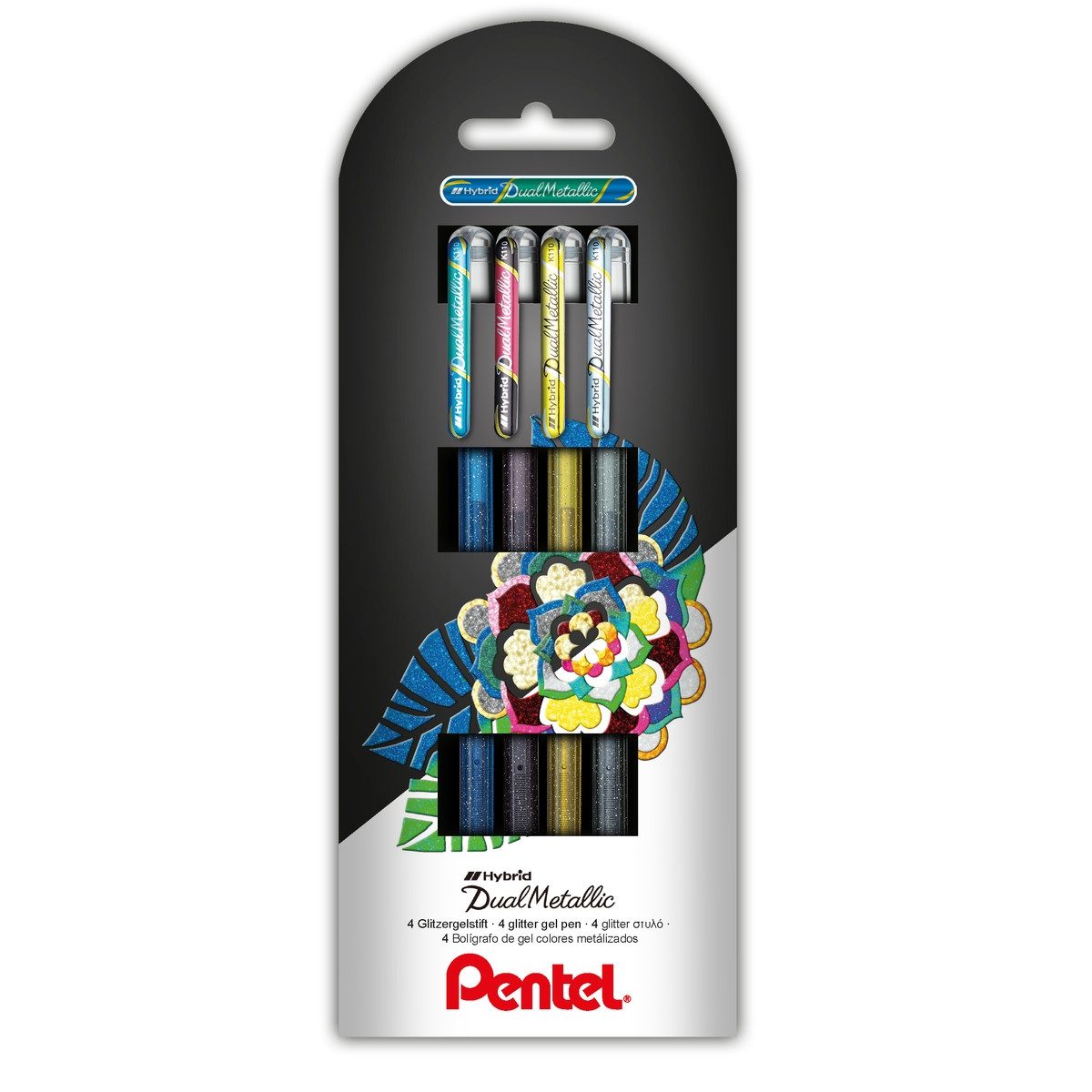 PENTEL Gelroller Pentel Gelroller Hybrid Dual Metallic blau schwarz gelb grau 0,5mm 4