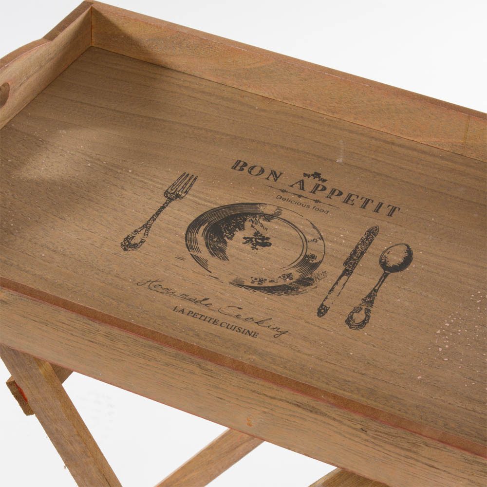 Myflair Möbel & Accessoires Beistelltisch Tabletttisch BON APPETIT braun Holz mit Aufdruck Beistelltisch Esszimm