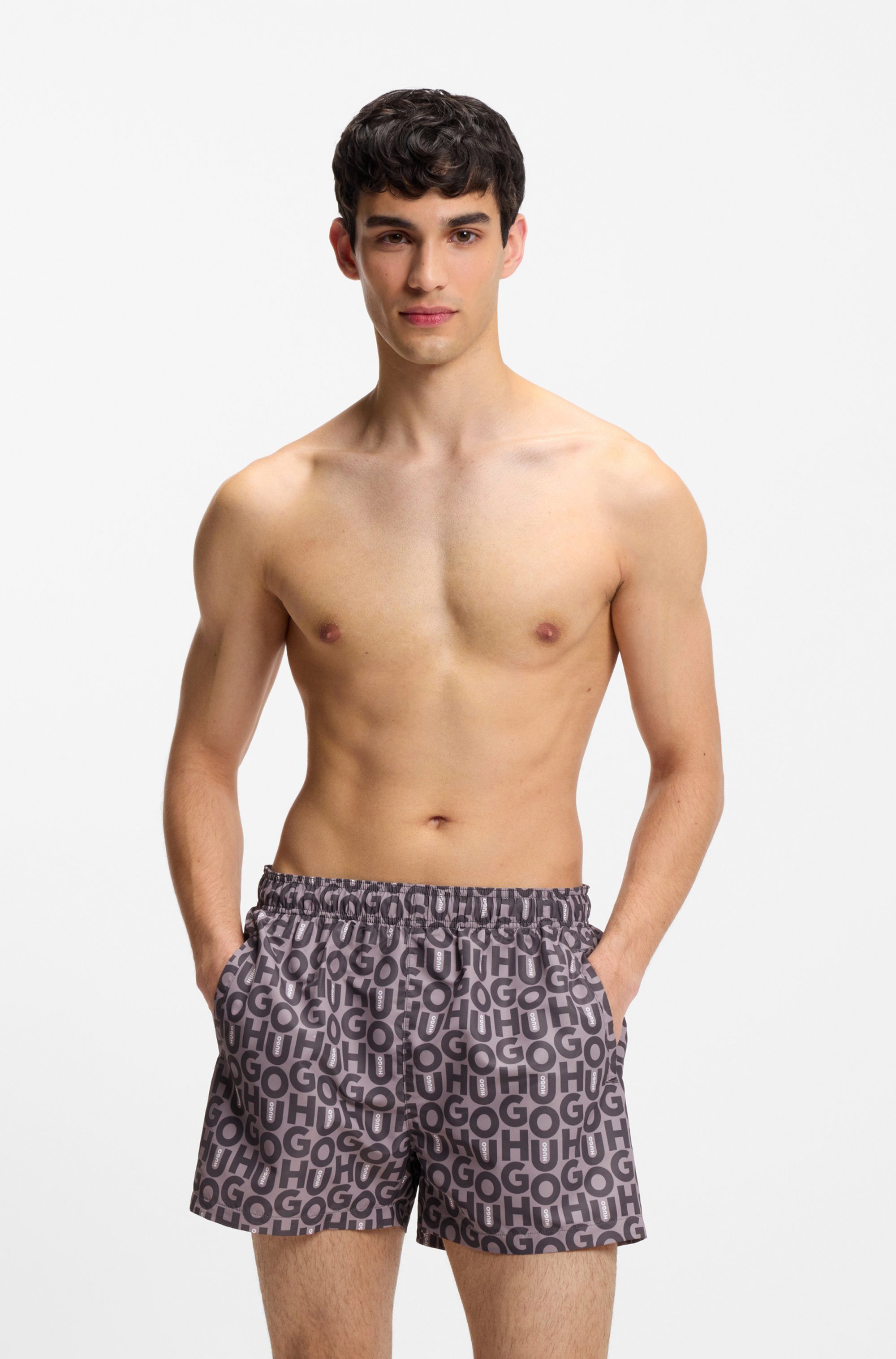 HUGO Badeshorts NALU elastischer Bund, Allover Print