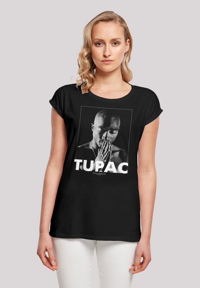 F4NT4STIC T-Shirt Tupac Shakur Praying Print, Das Model ist 170 cm groß und  trägt Größe M