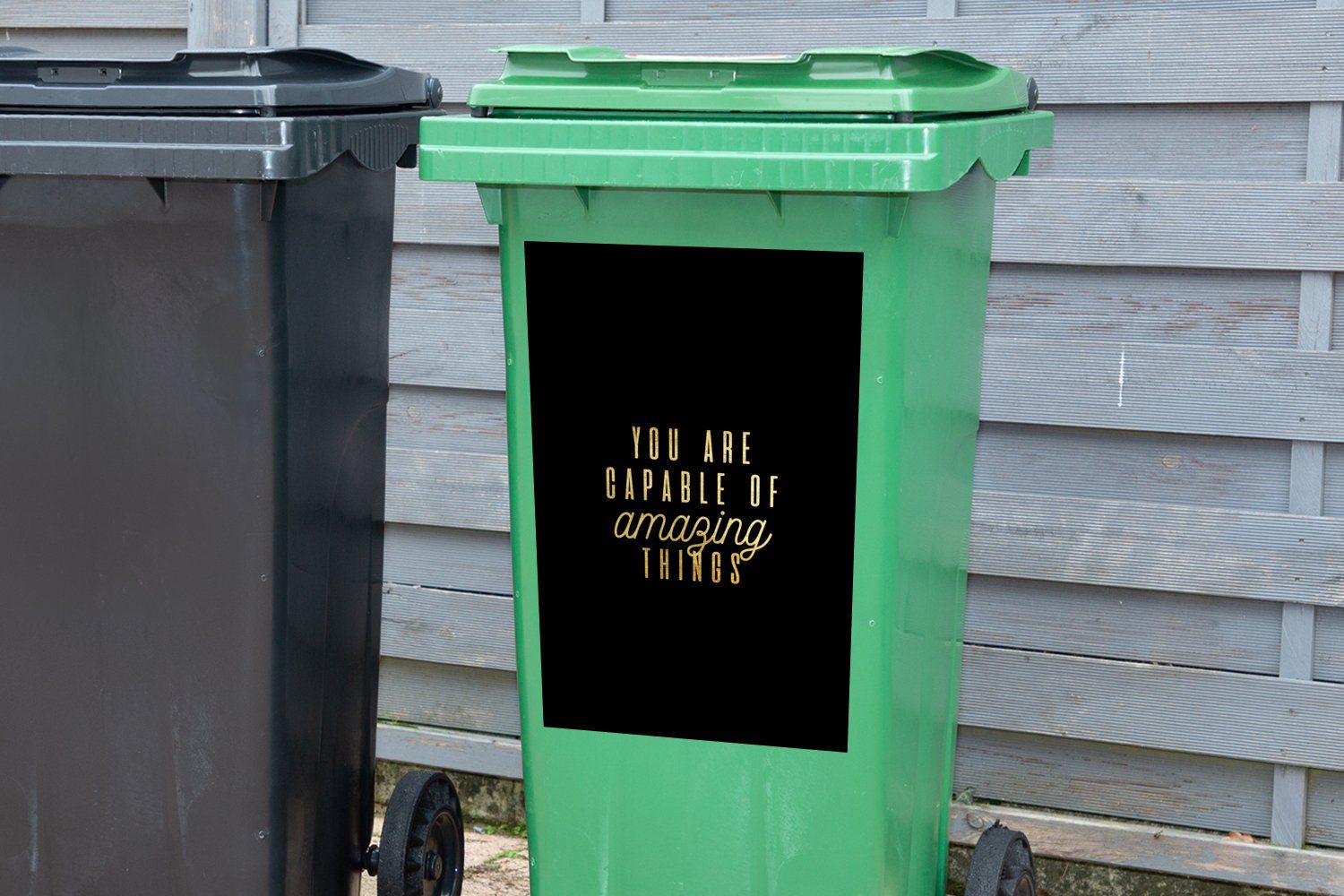 MuchoWow Wandsticker St), - Gold Zitat Mülleimer-aufkleber, Zuversicht Abfalbehälter (1 - Mülltonne, Container, Sticker, Briefe 