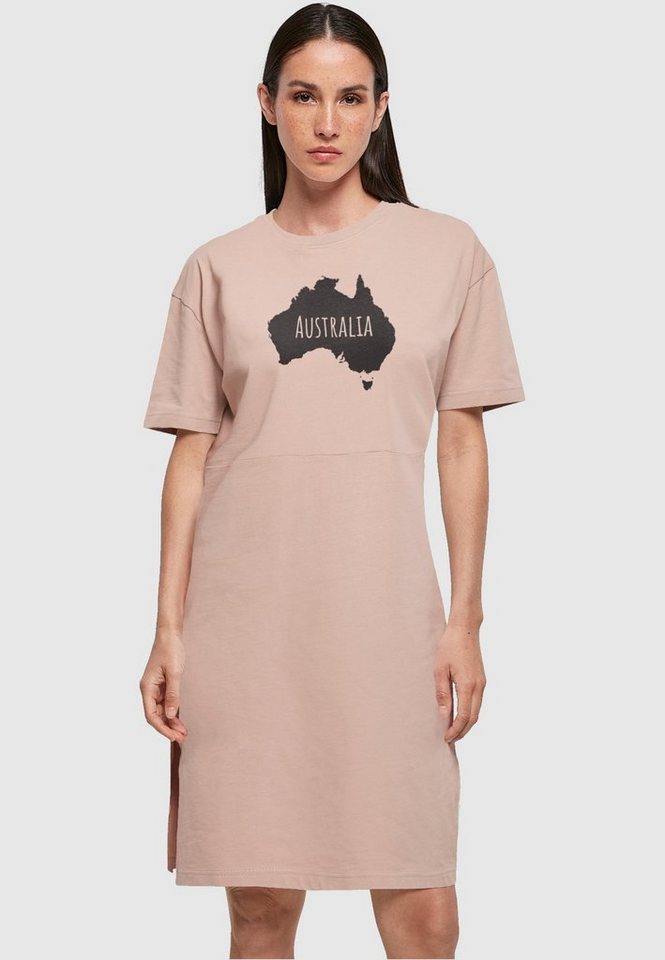 Merchcode Stillkleid Damen Ladies Australia Organic Oversized Slit Tee Dress  (1-tlg)