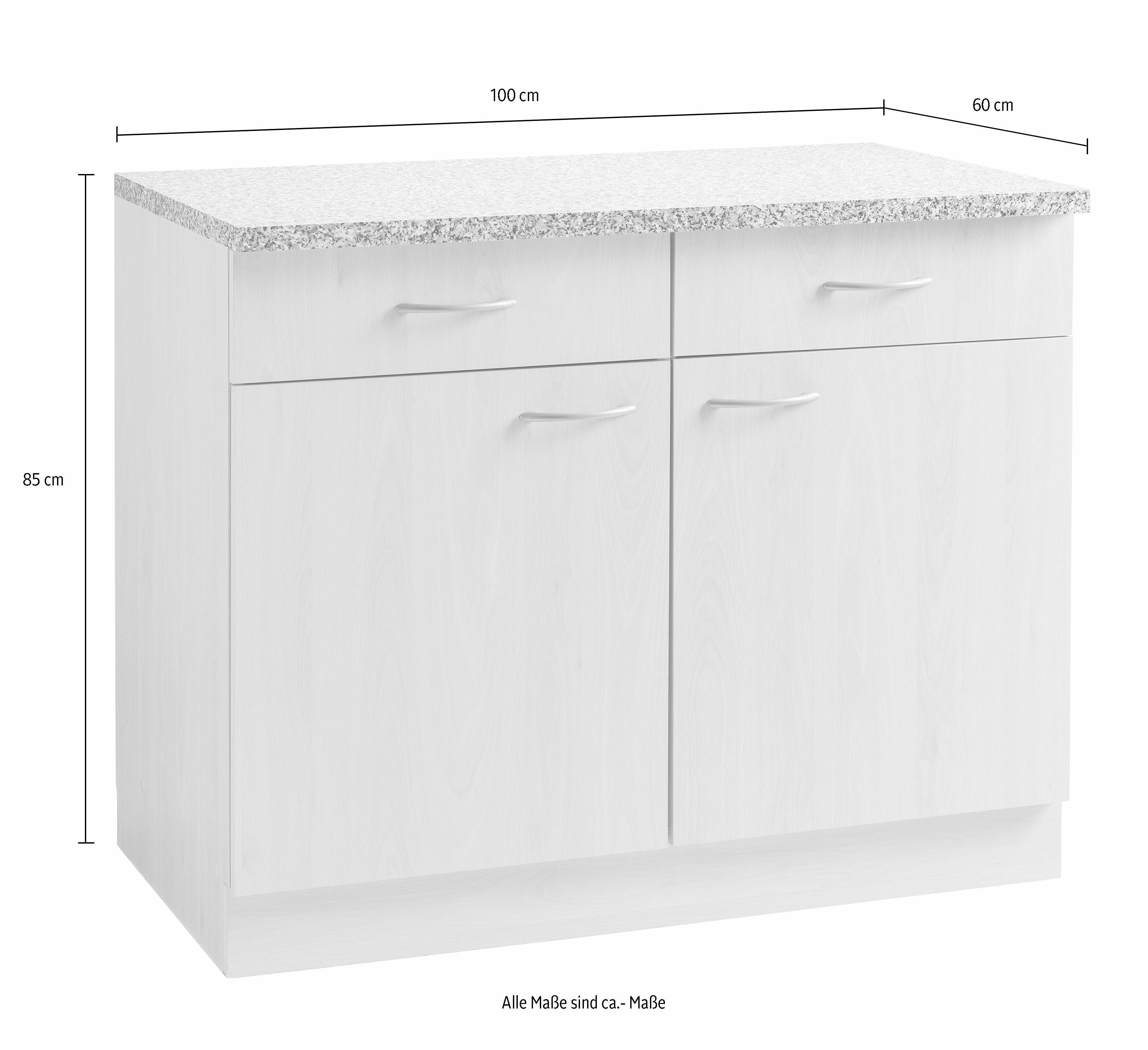 wiho Küchen Unterschrank in Ozeanblau Hellgrau 100 Tiefe cm cm | Kiel breit, 60