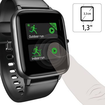 Hama Fitnesstracker wasserdicht GPS Herzfrequenz Kalorien Schritte Timer Smartwatch (3,3 cm/1,3 Zoll), Messung von Schlaf,Tempo,Trainingszeit, Wecker, Musiksteuerung, Wetter