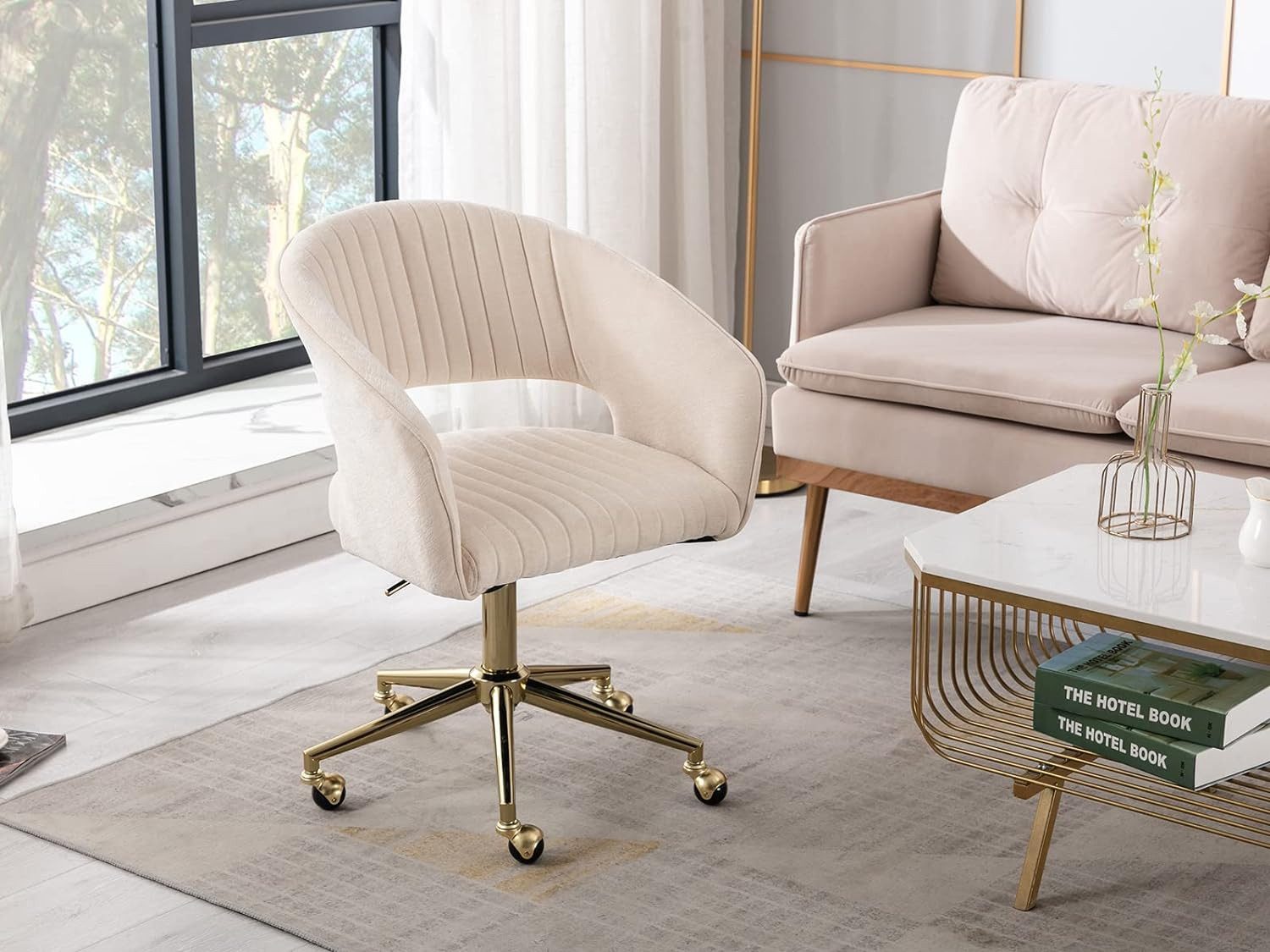 WAHSON OFFICE CHAIRS Bürostuhl aus Chenille/PU-Leder, ergonomisch Drehstuhl mit Rollen