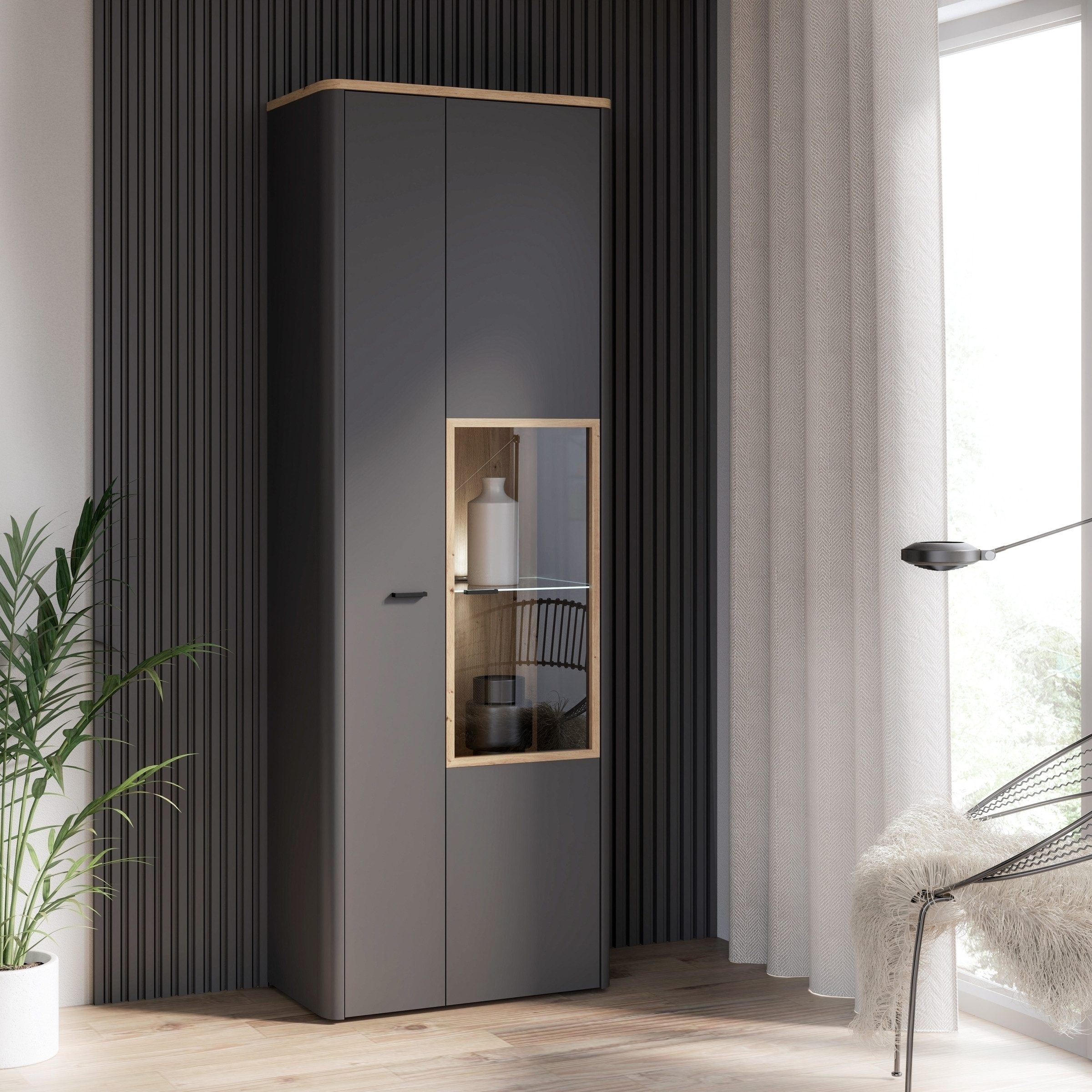 FORTE Vitrine "Leokadia", Standvitrine, Stauraumvitrine, Höhe ca. 211 cm günstig online kaufen