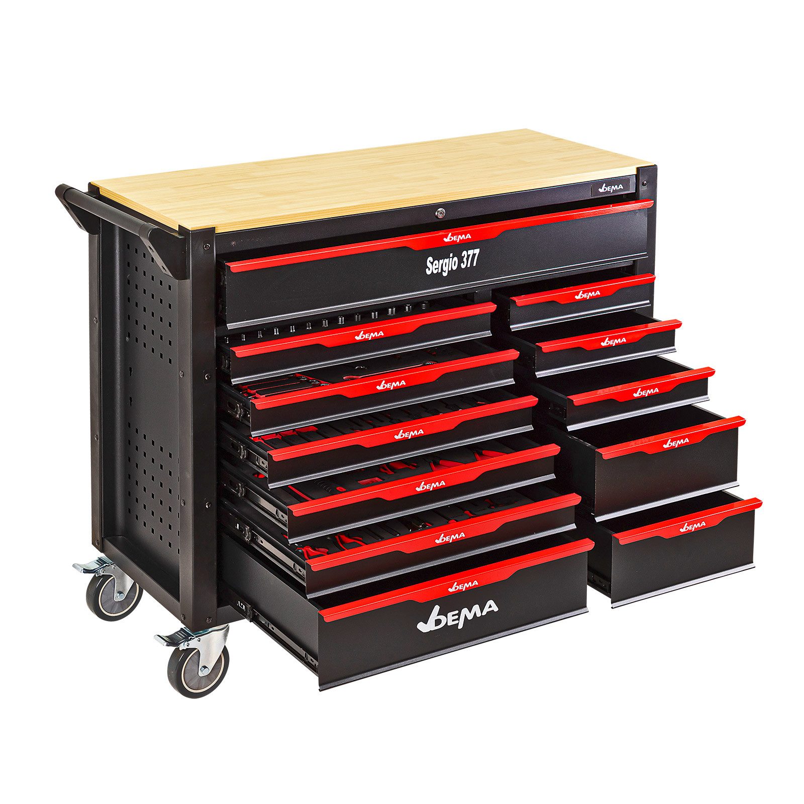 DEMA Werkzeugwagen Sergio 377 teilig, Werkzeugwagen bestückt, 109x45x96cm, mit Werkzeug