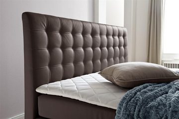 möbelando Boxspringbett Lenno, Boxspringbett Lenno mit Kunstleder braun, Liegefläche 160x200 cm, Kopfteil gesteppt, Metallfüße gebürstet