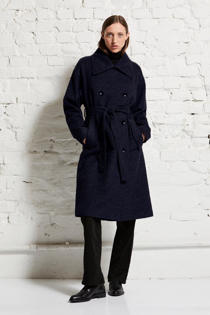 wunderwerk Wollmantel Trenchcoat merino flannel