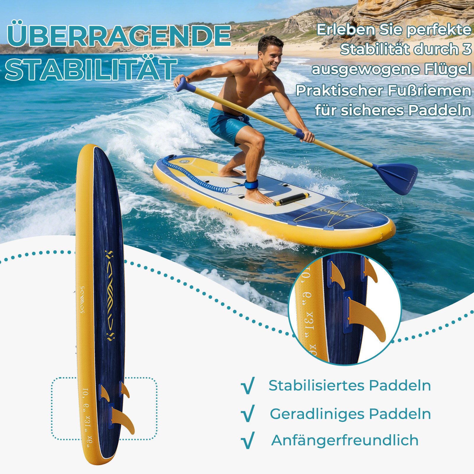HOMALL Inflatable SUP-Board Stand-Up Paddle Board 330*78*15cm Tragkraft bis 130Kg, (2in1 Aufblasbares,Action-Cam-Halterung)