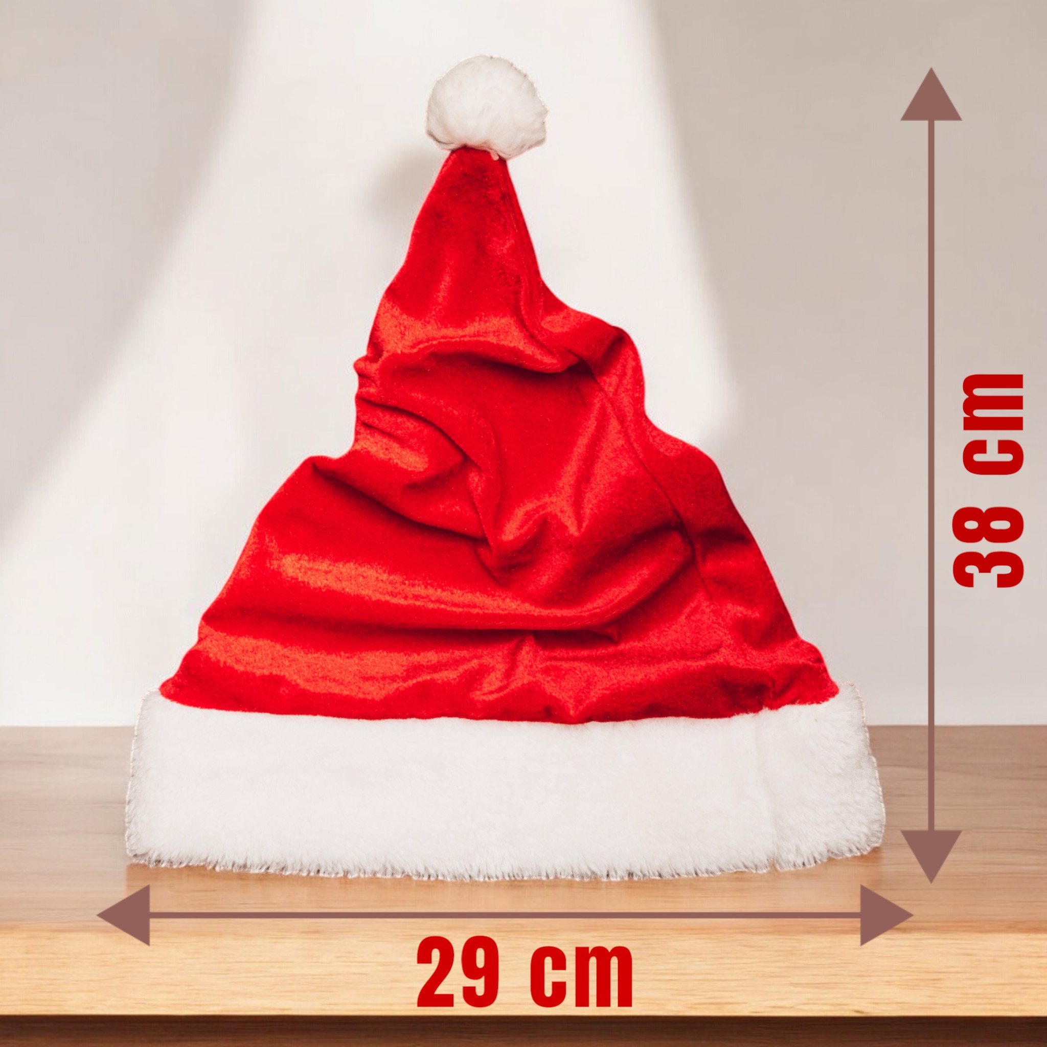 Annastore Plüschmütze 6er Set Weihnachtsmützen aus Plüsch – Mütze mit Bommel Nikolausmützen Einheitsgröße