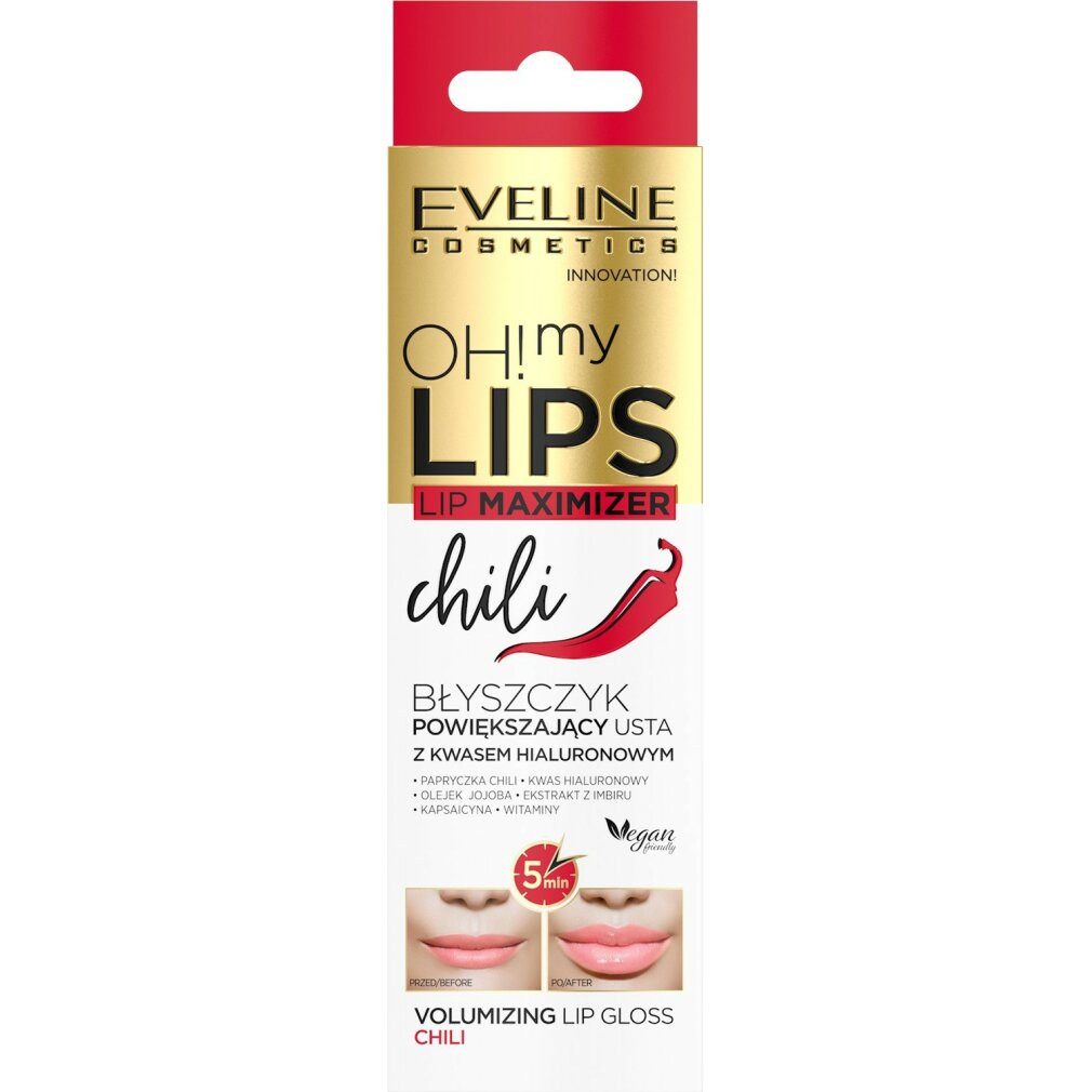 Eveline Cosmetics Lipgloss Oh My Lips Lip Maximizer Lipgloss mit Hyaluronsäure Chili 4.5ml