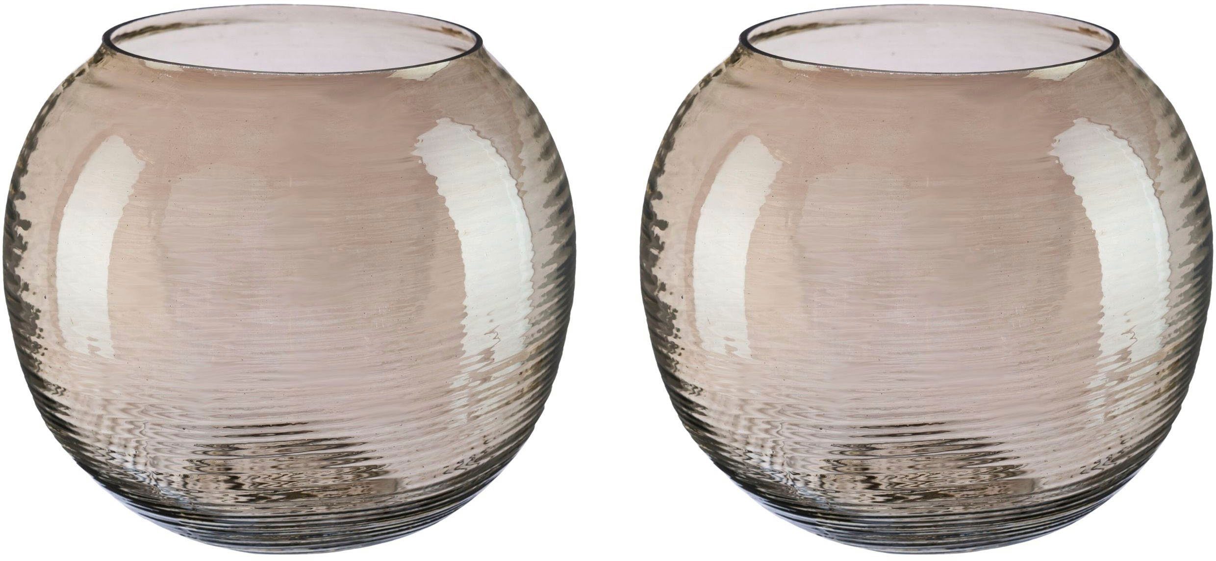 LeGer Home by Lena Gercke Teelichthalter Kerzenhalter Aliya (Set, 2 St),  aus Glas, mit eleganter Struktur