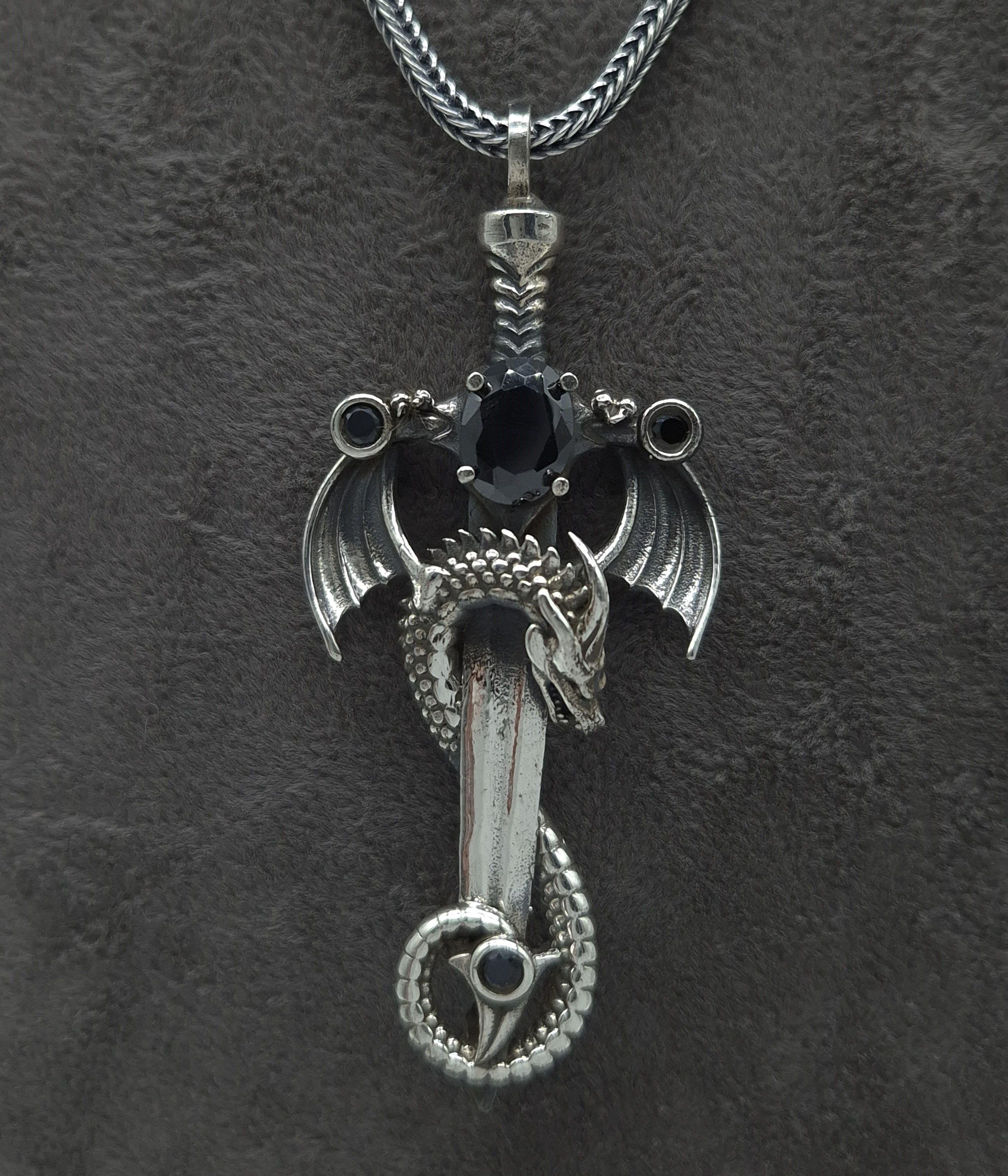 NAHLE Kette mit Anhänger Silber Drache mit Silber Fuchsschwanz Kette 55cm (2-tlg., inklusive Schmuckbox)