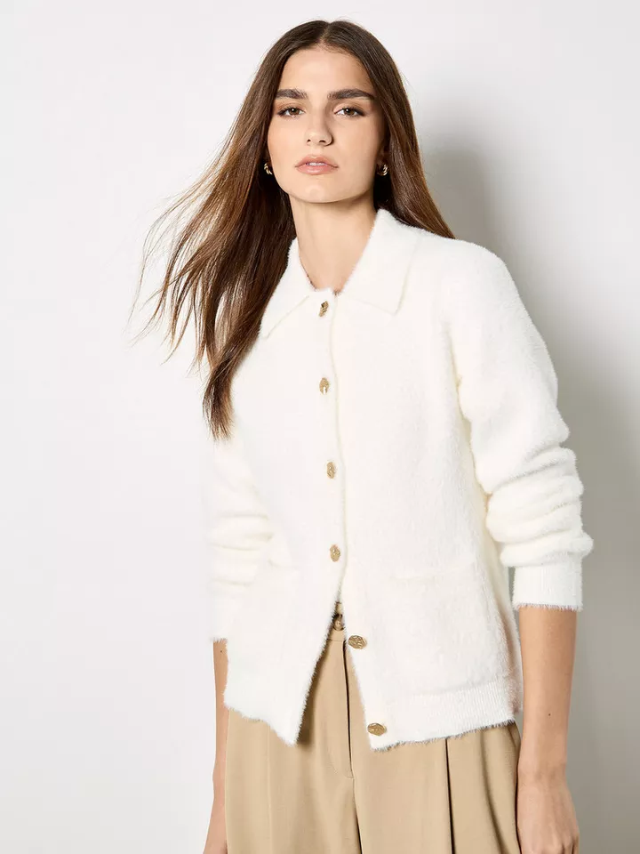 Apricot Cardigan flauschige Strickjacke mit dekorativen Knöpfen