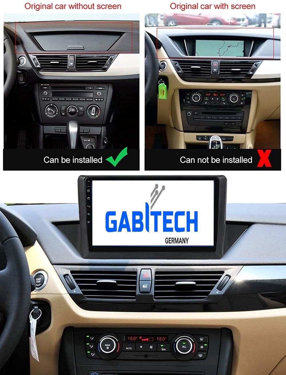GABITECH 10" Android 13 Autoradio GPS Navi Carplay für BMW X1 E84 2009-2012. Autoradio (Drahtlos Carplay und Android Auto 4GB RAm 64GB ROM Octa-Core)